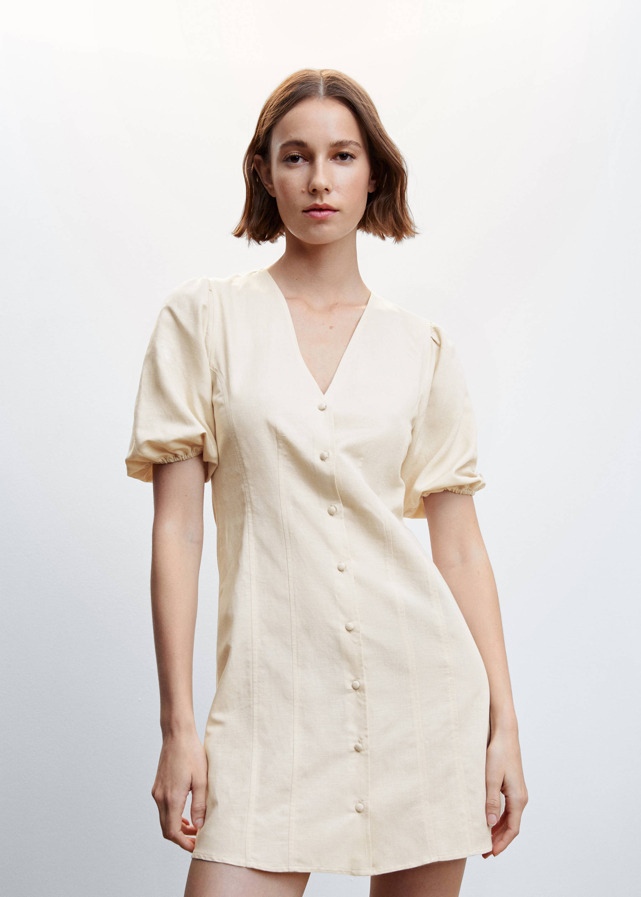 泡泡袖连衣裙 - null