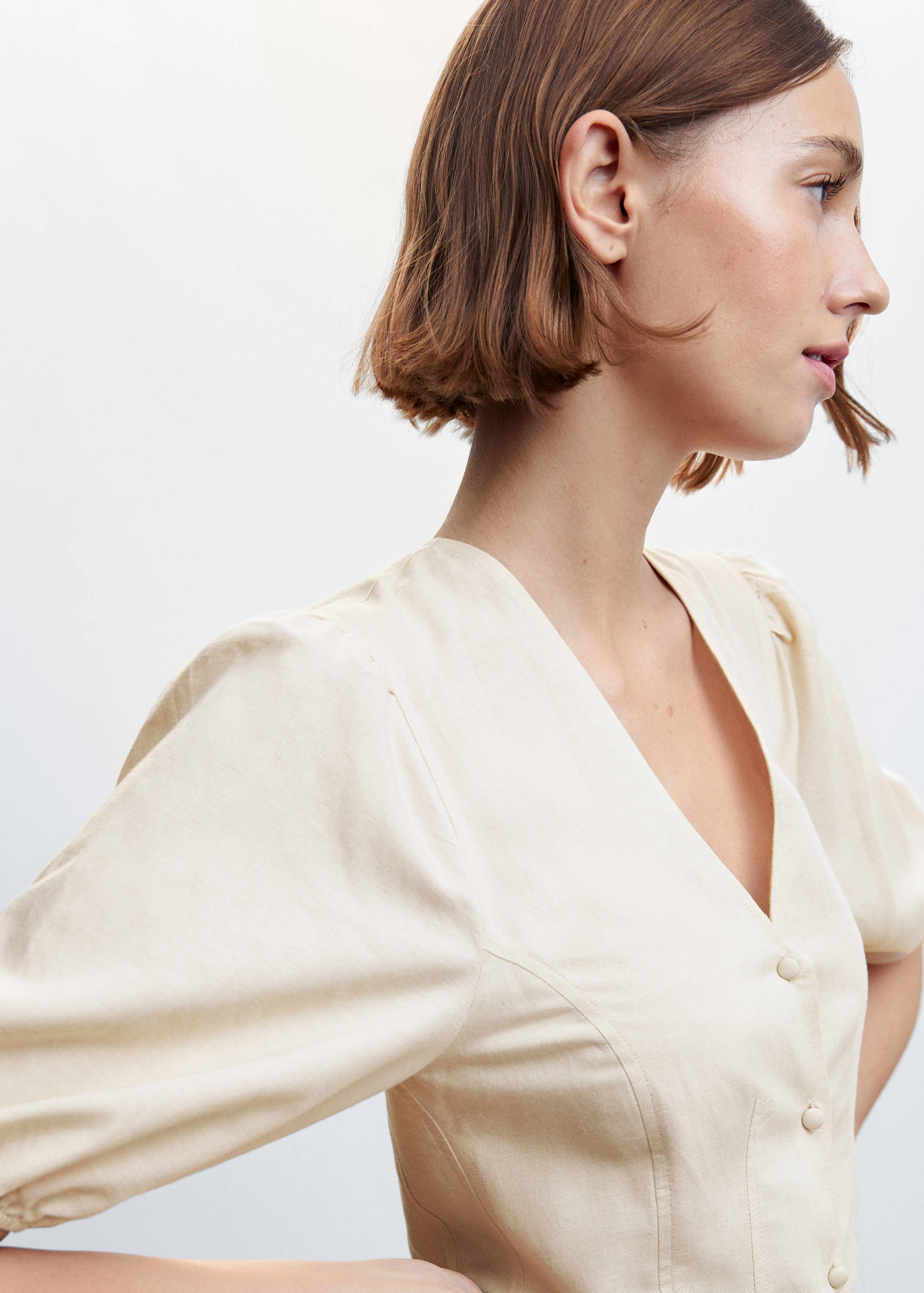 泡泡袖连衣裙 - null