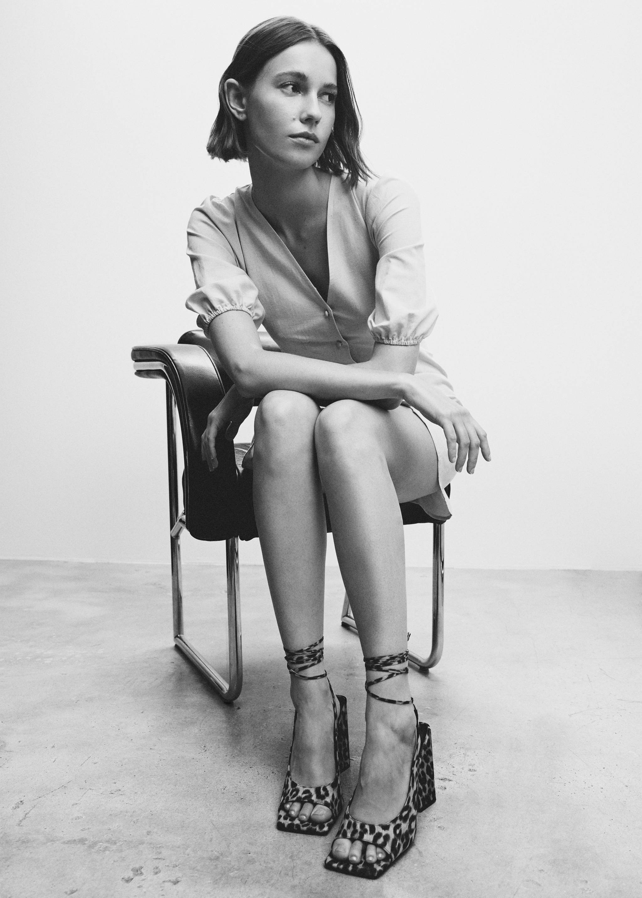 泡泡袖连衣裙 - null