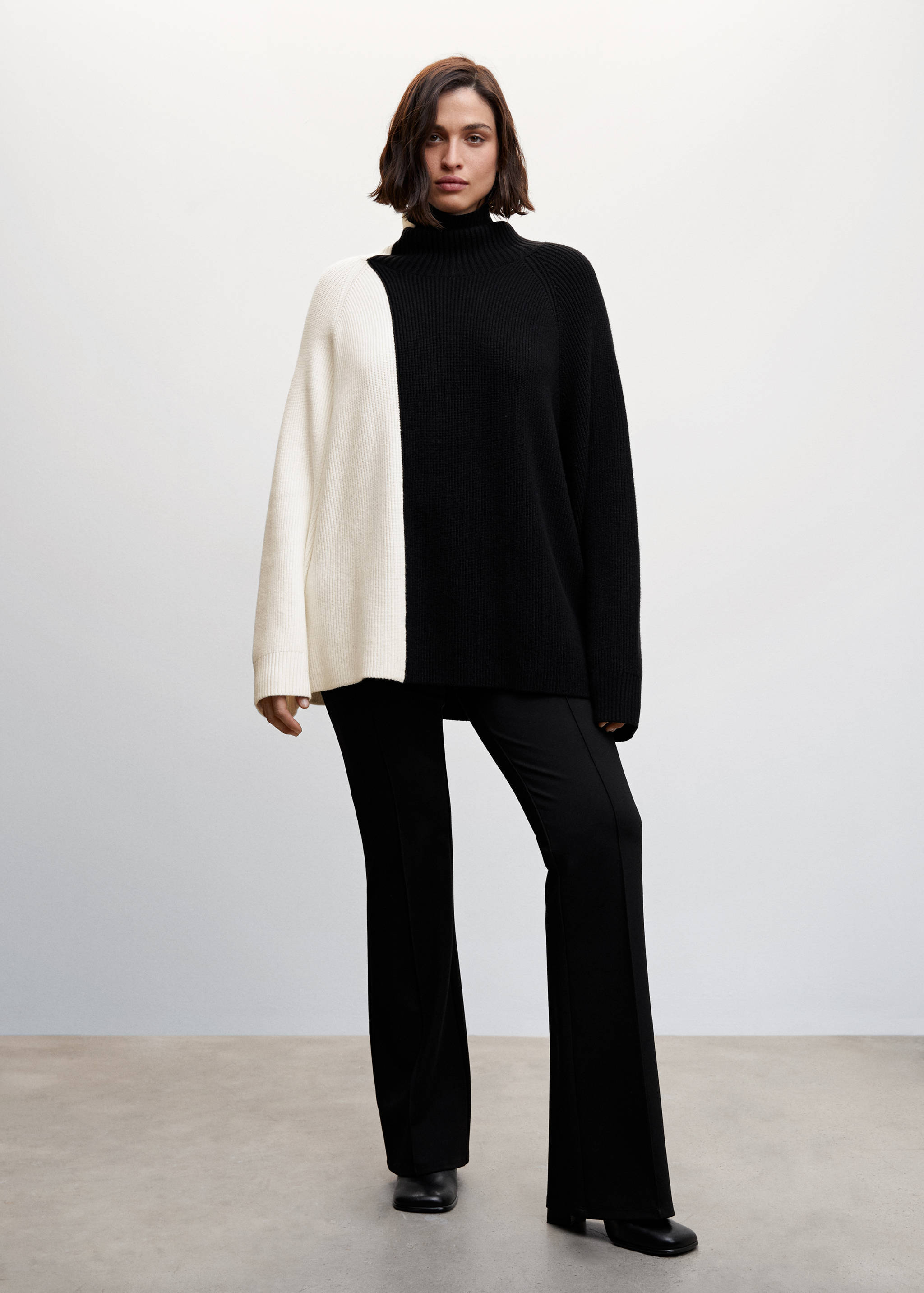 Двухцветный свитер с отворотом на воротнике - Деталь изделия 3