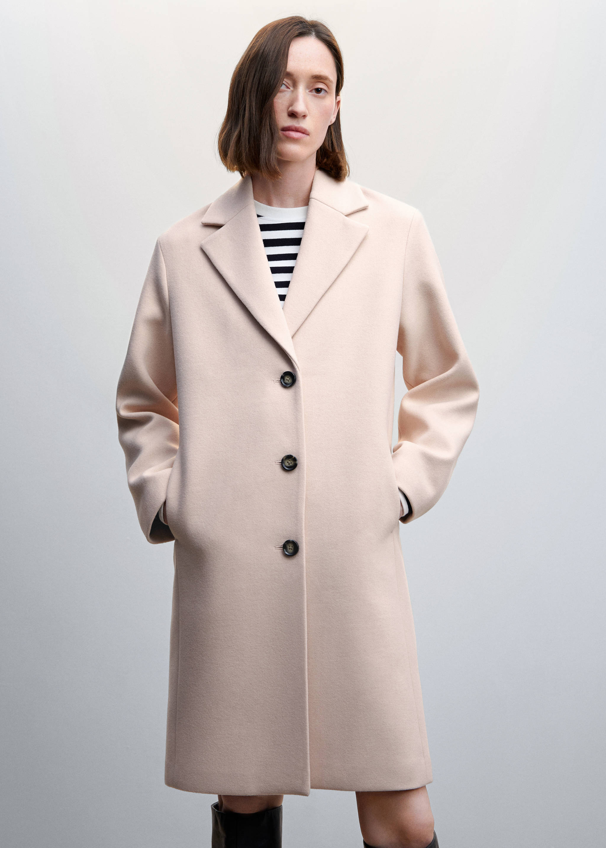 Buttoned wool coat - Medium plane