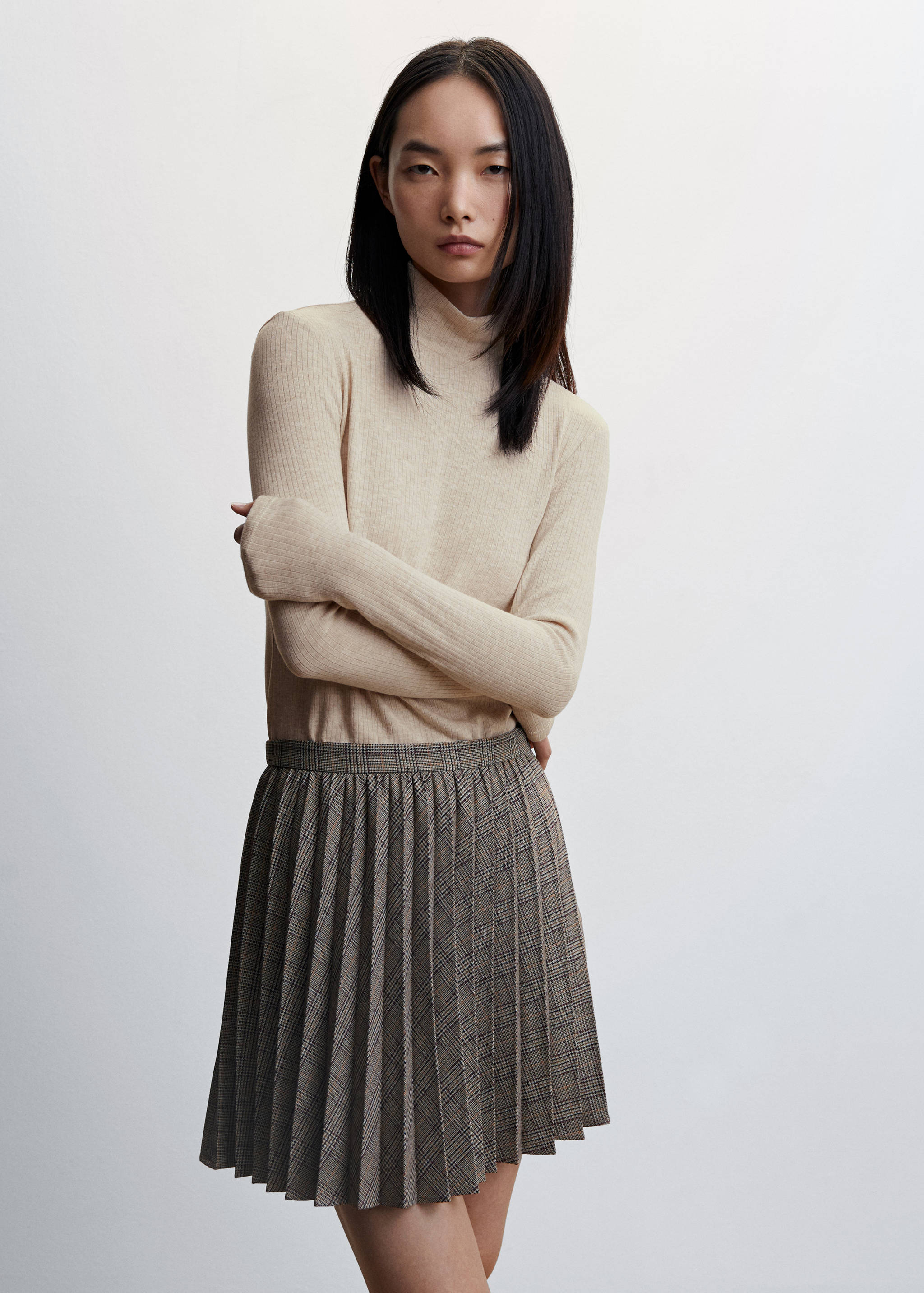 T-shirt côtelé manches longues - Plan moyen