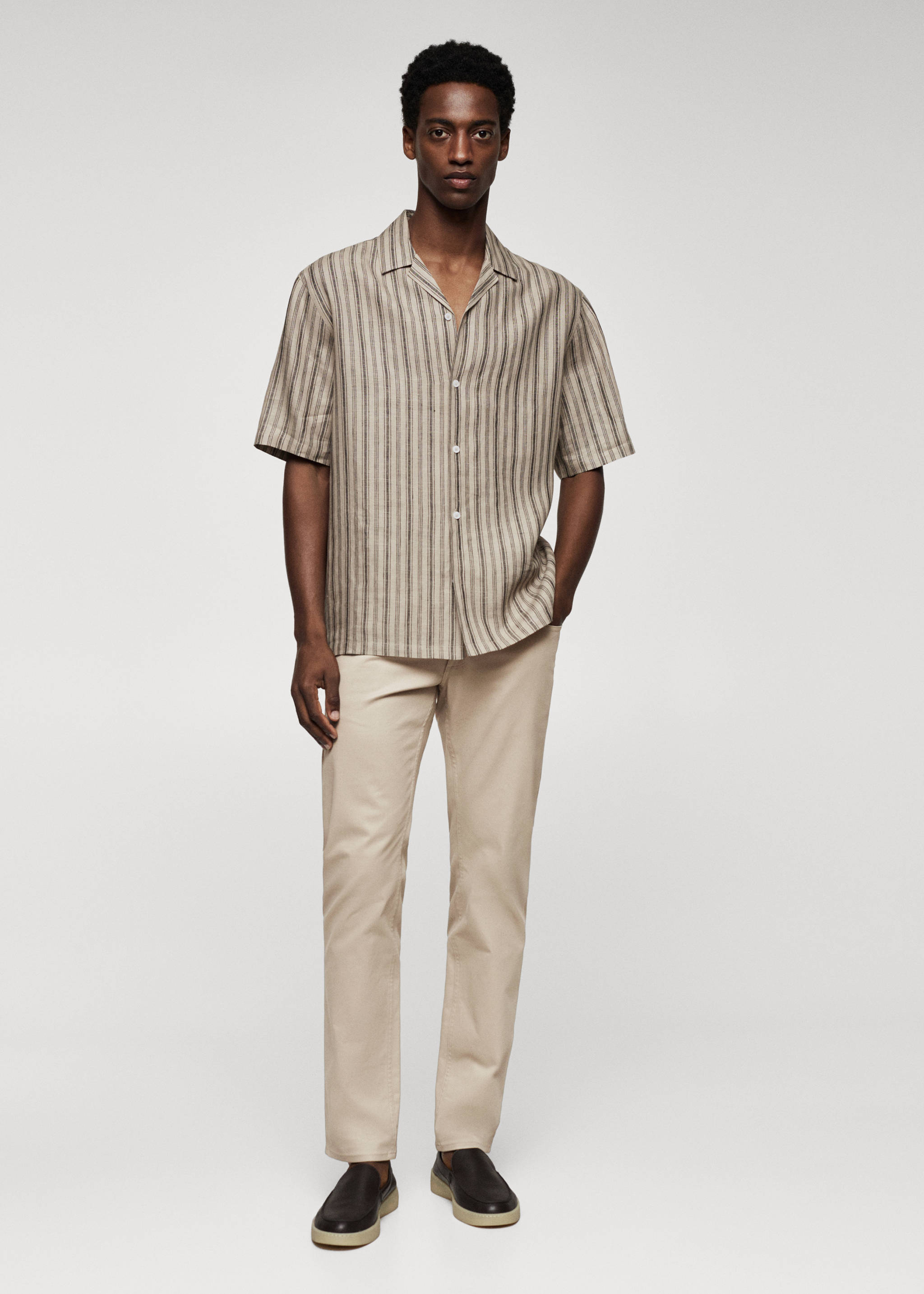 修身牛仔效果哔叽裤 - null