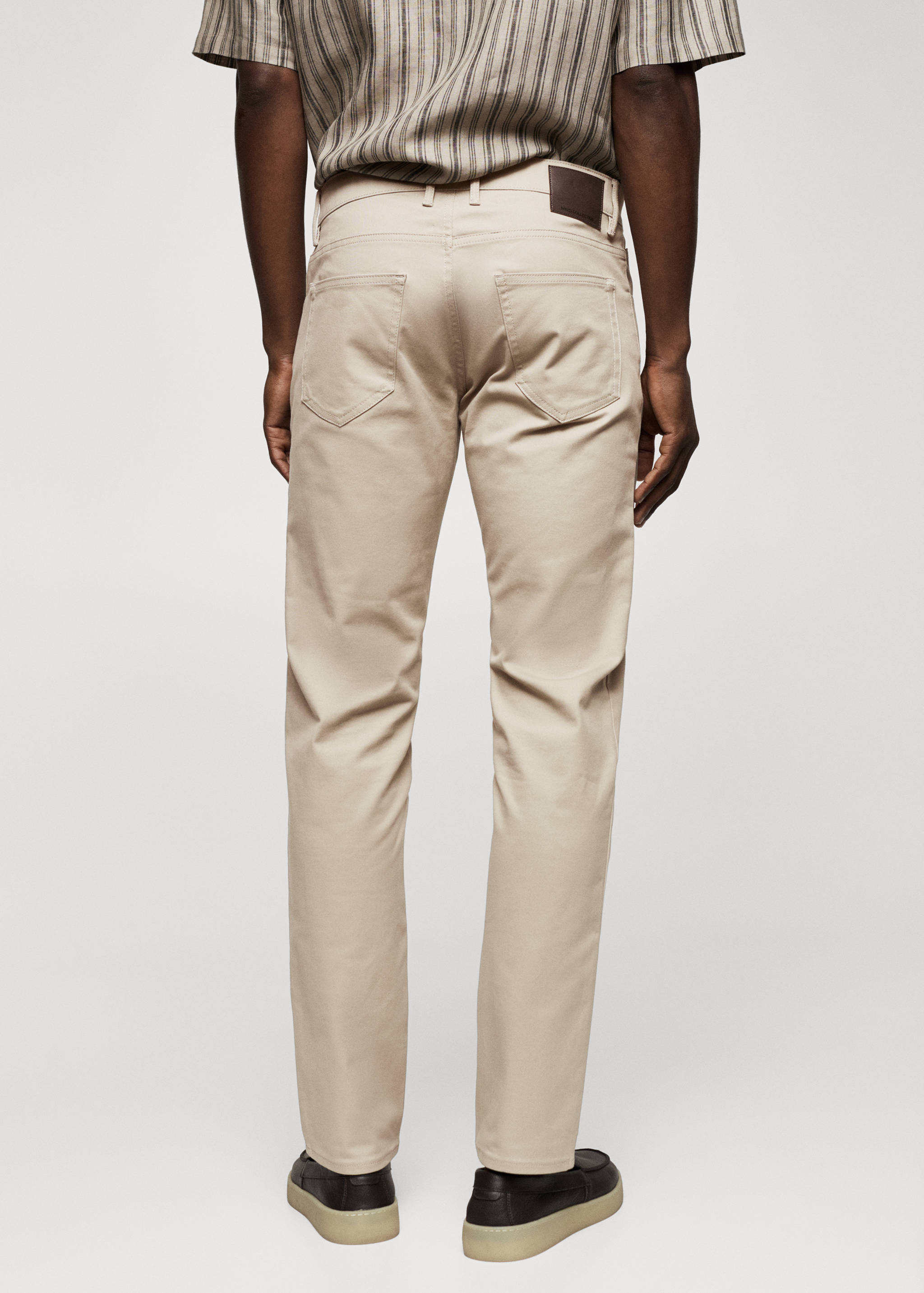 修身牛仔效果哔叽裤 - null