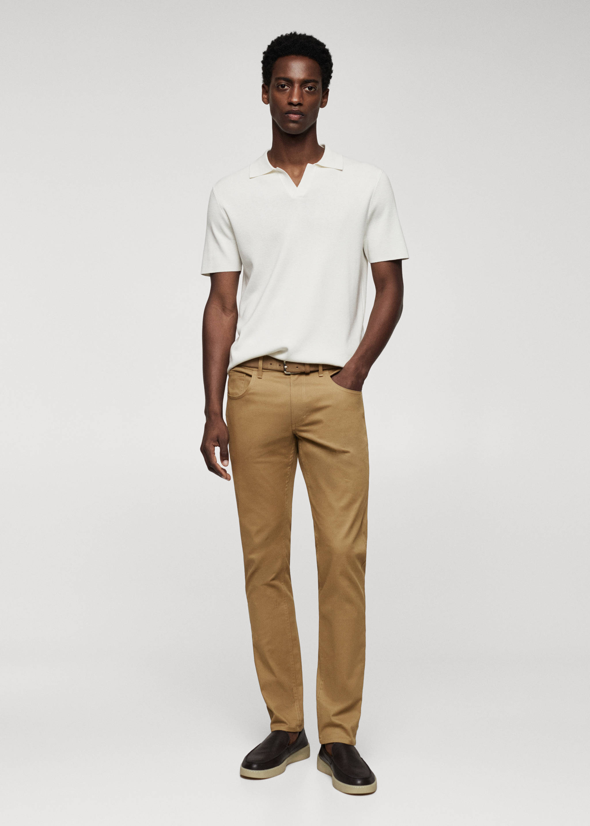 修身牛仔效果哔叽裤 - null