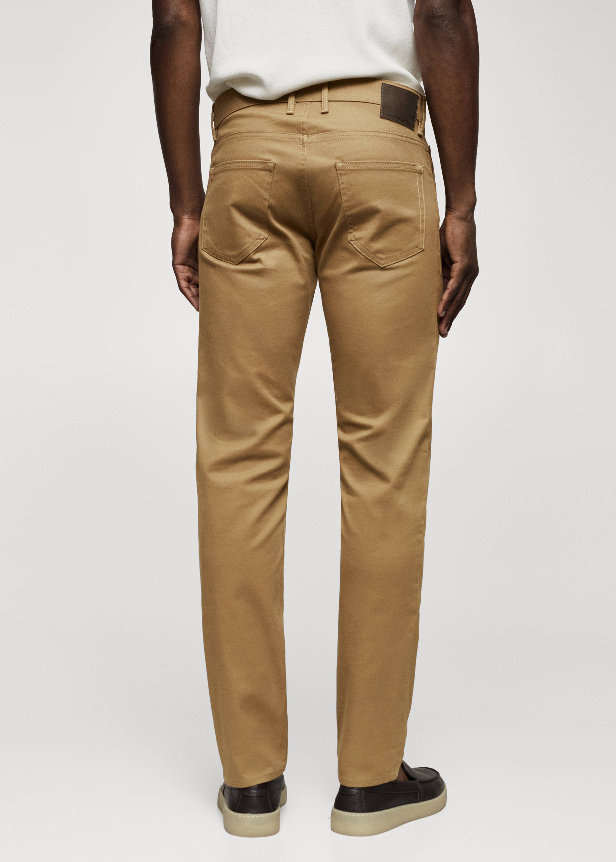 修身牛仔效果哔叽裤 - null