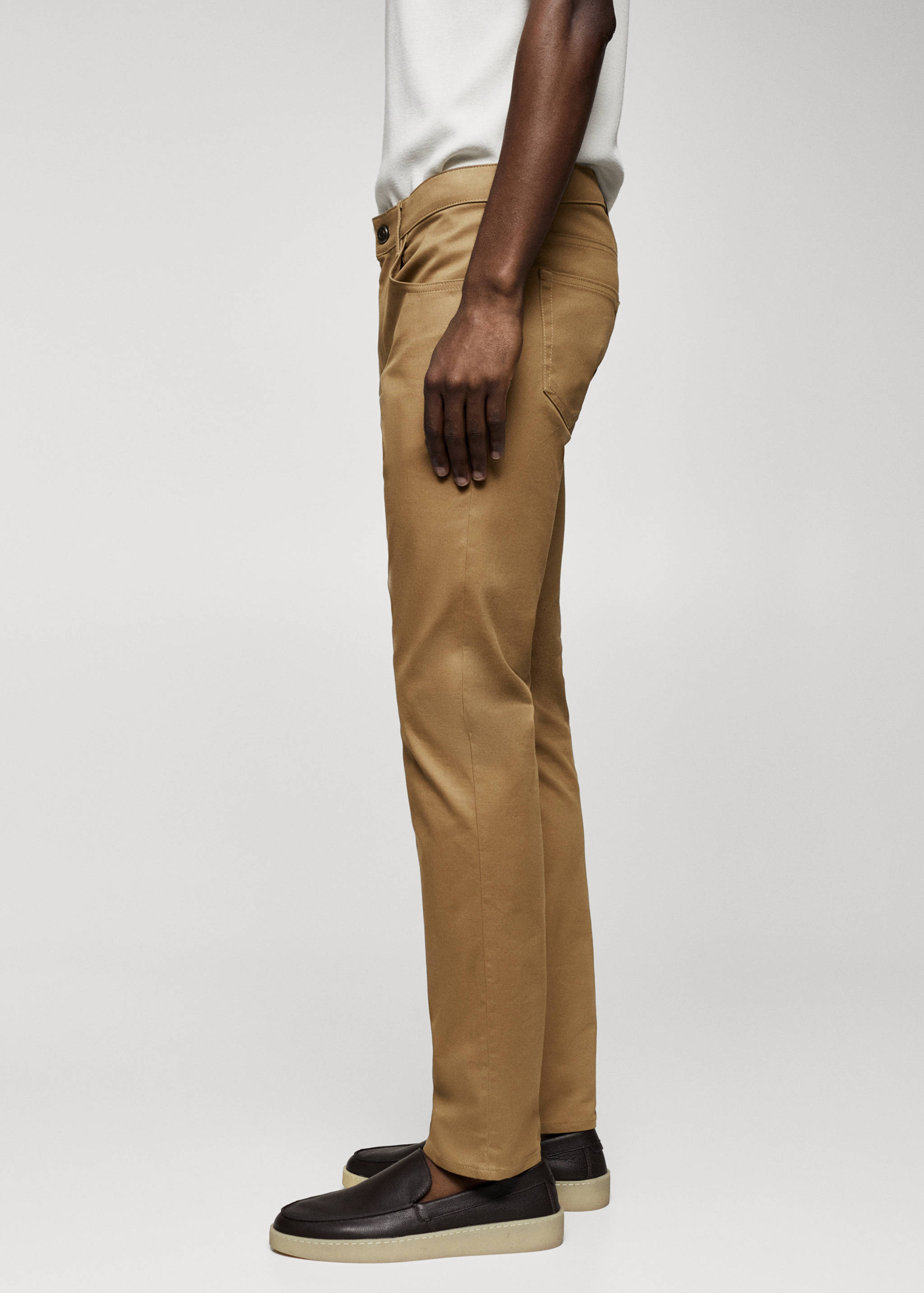 修身牛仔效果哔叽裤 - null