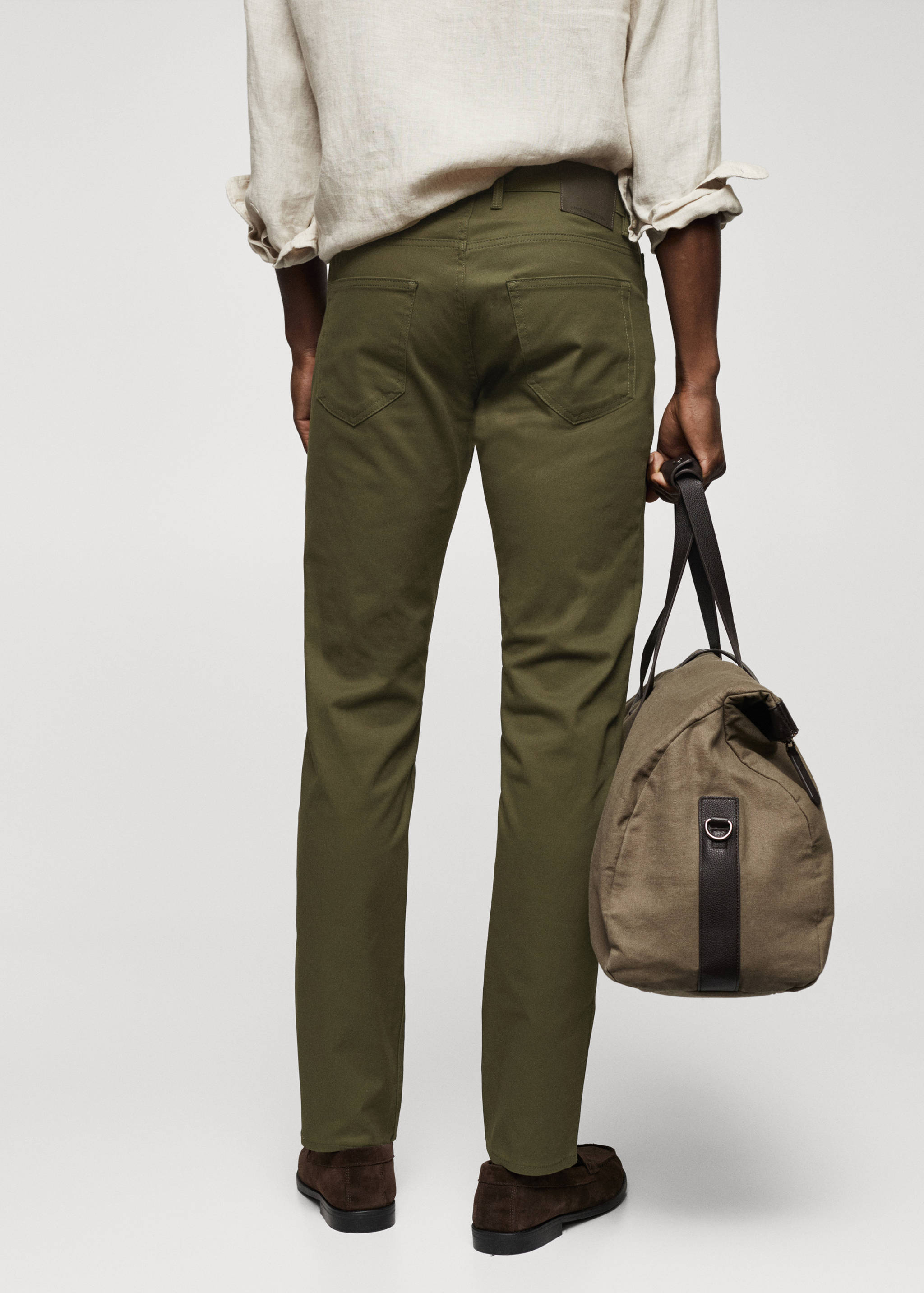 修身牛仔效果哔叽裤 - null