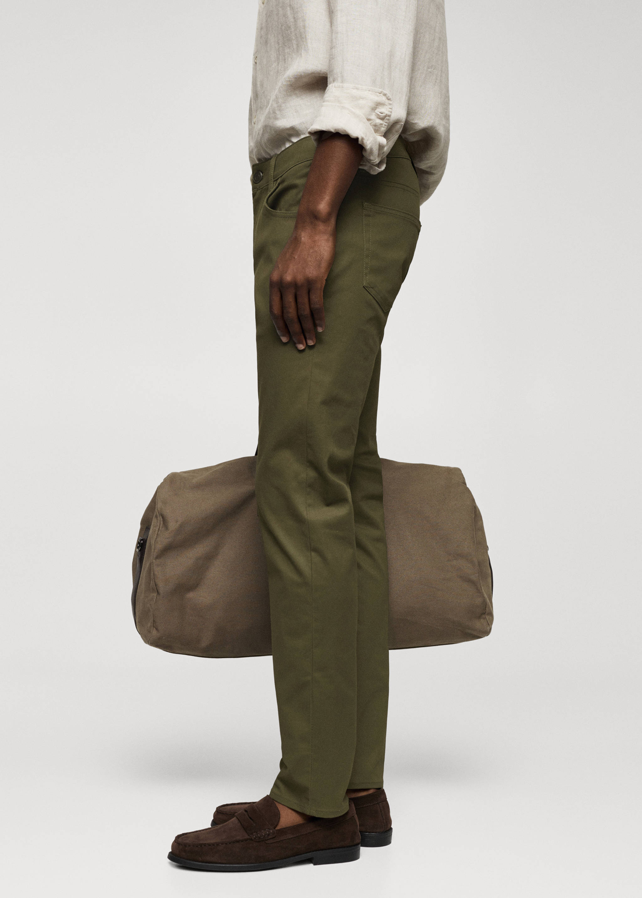 修身牛仔效果哔叽裤 - null