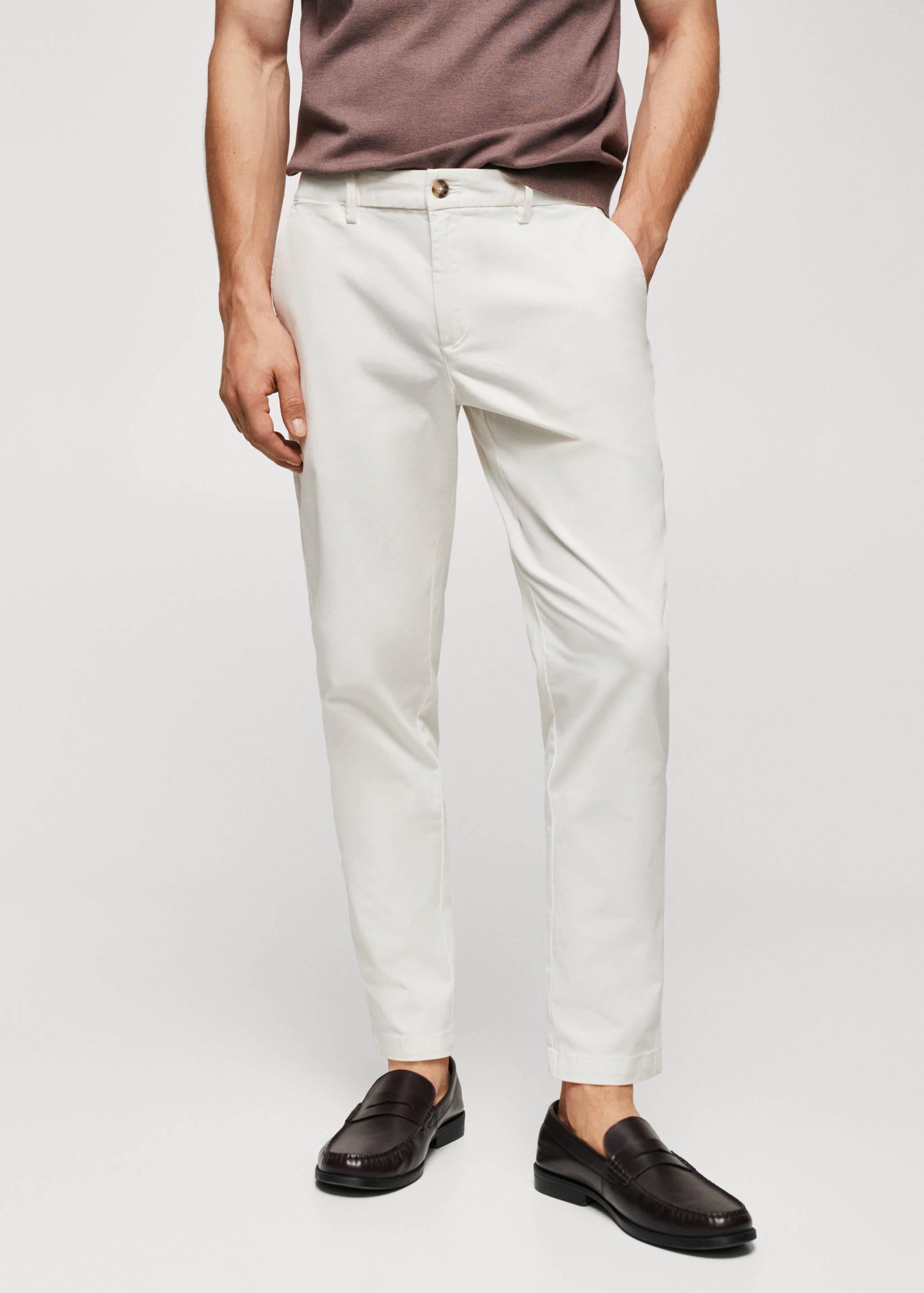 Cotton tapered crop trousers - Medium plane