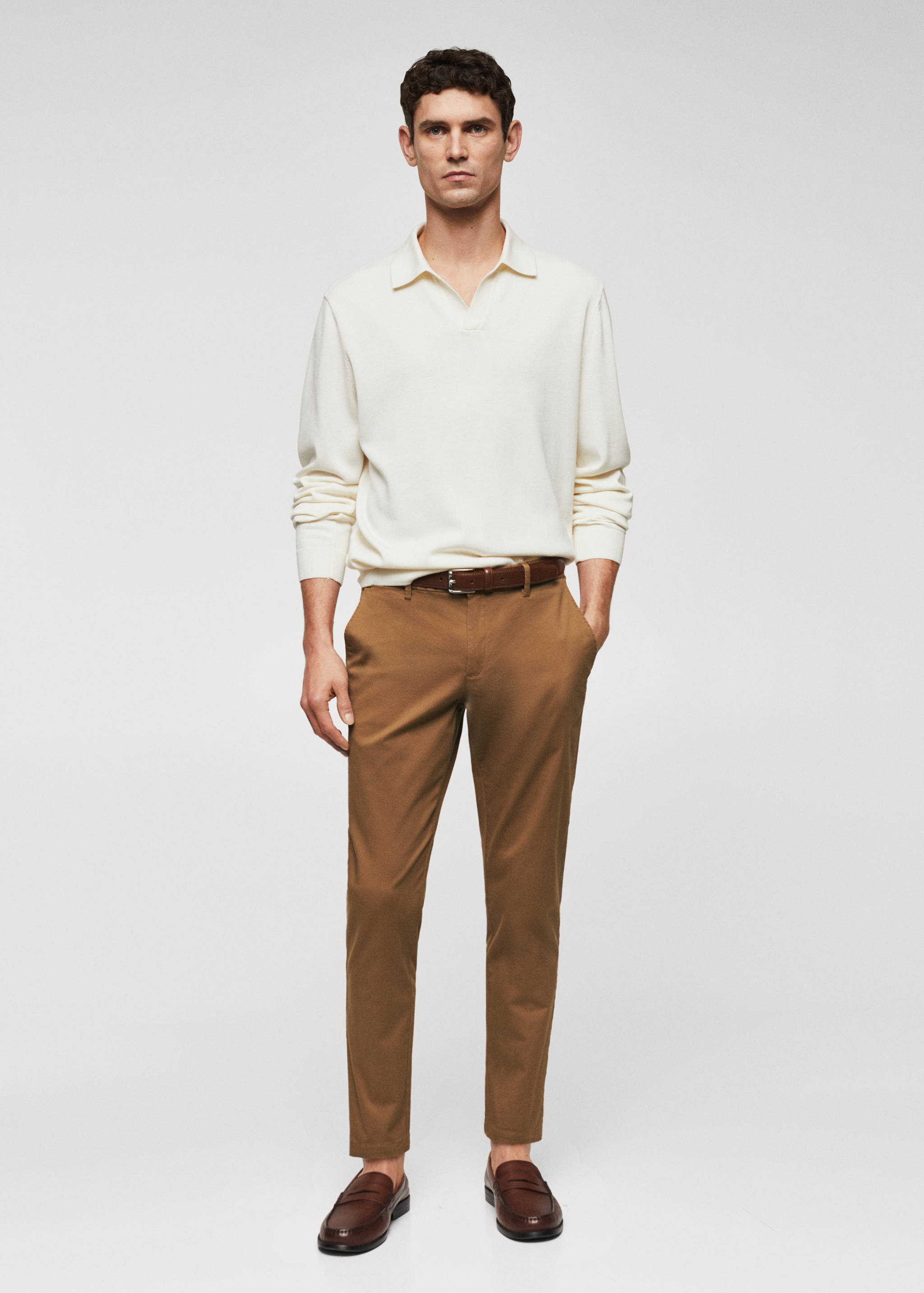 Cotton tapered crop trousers - General plane