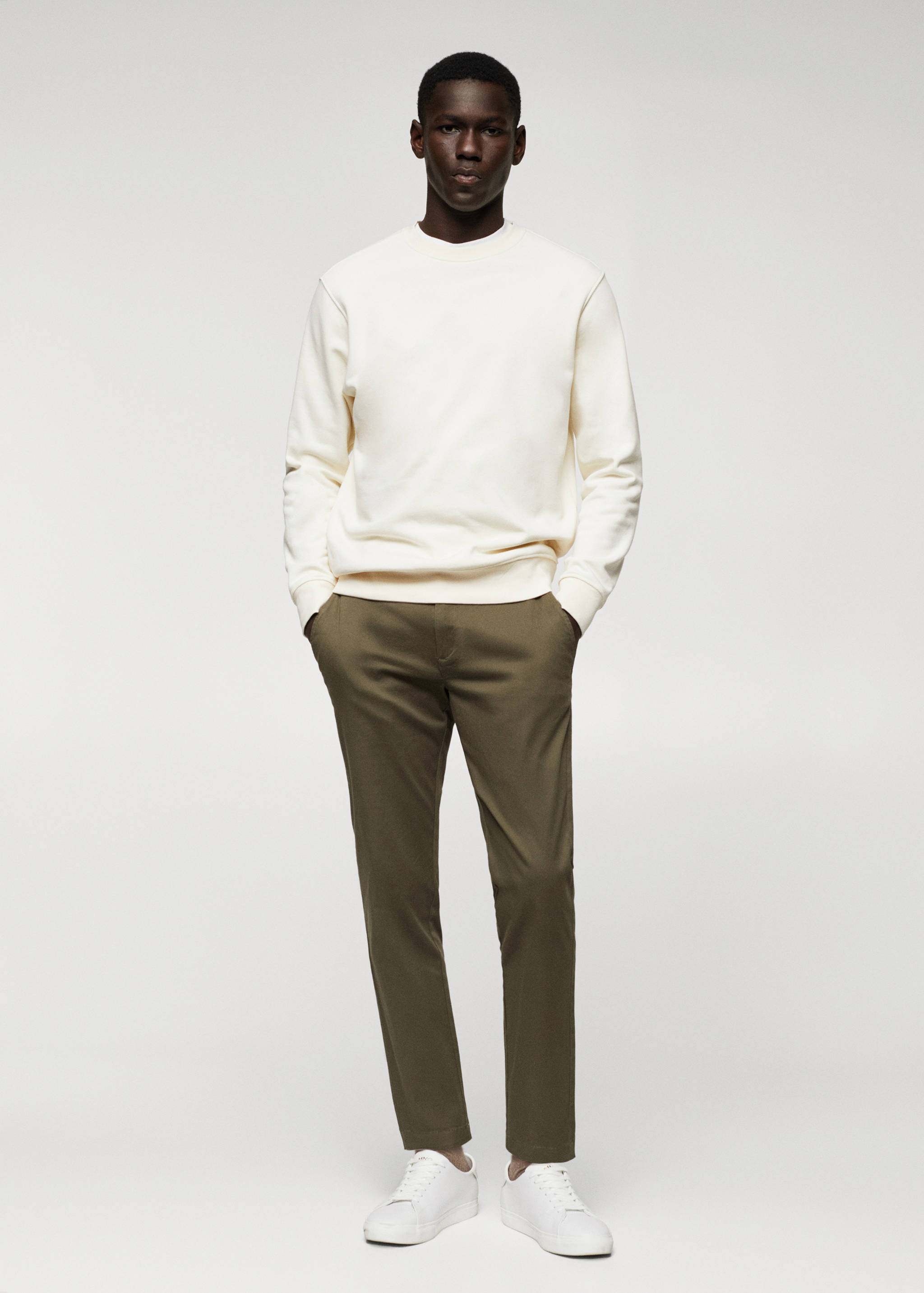 Cotton tapered crop trousers - General plane