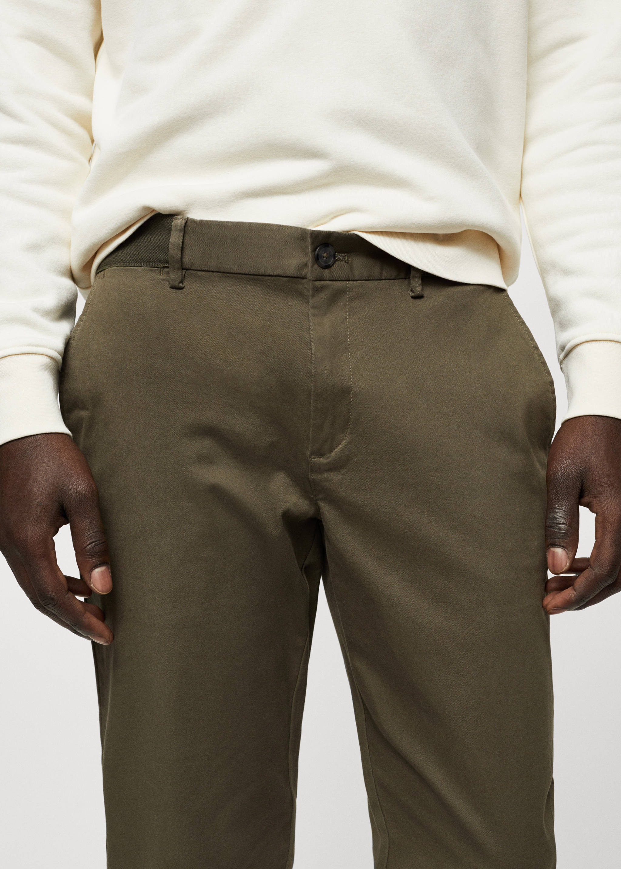 Cotton tapered crop trousers - Details of the article 1