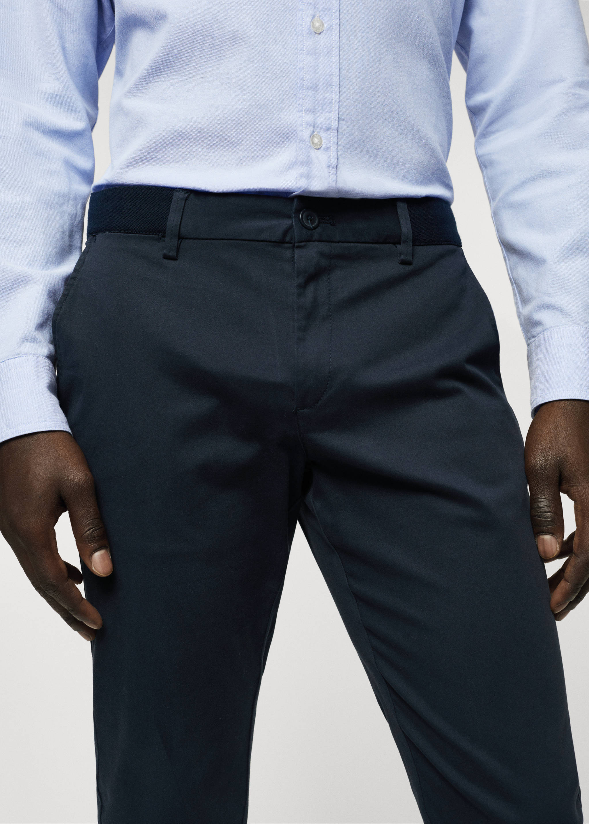 Cotton tapered crop trousers - Details of the article 1