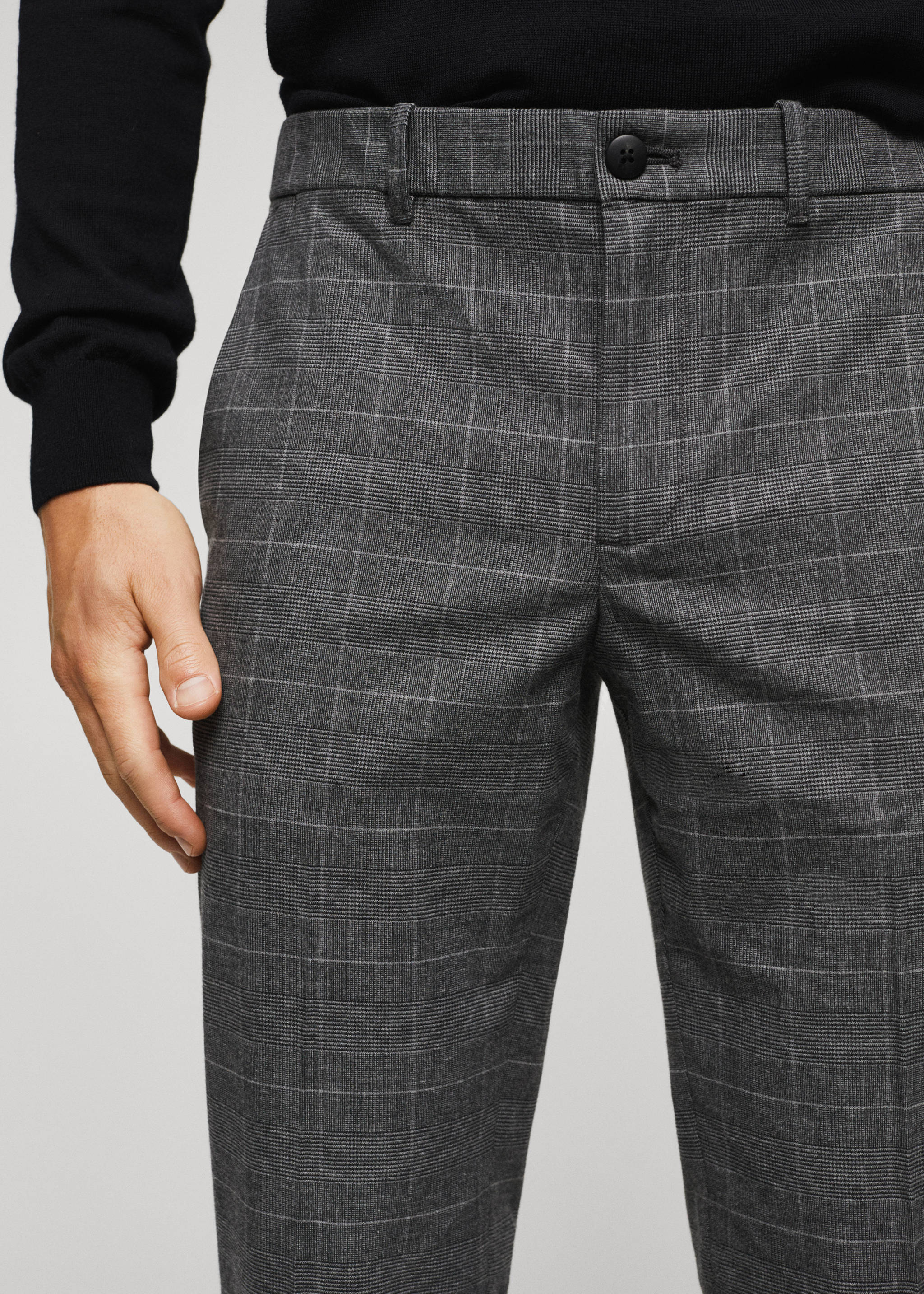 Pantalon slim fit à carreaux en coton - Détail de l'article 1