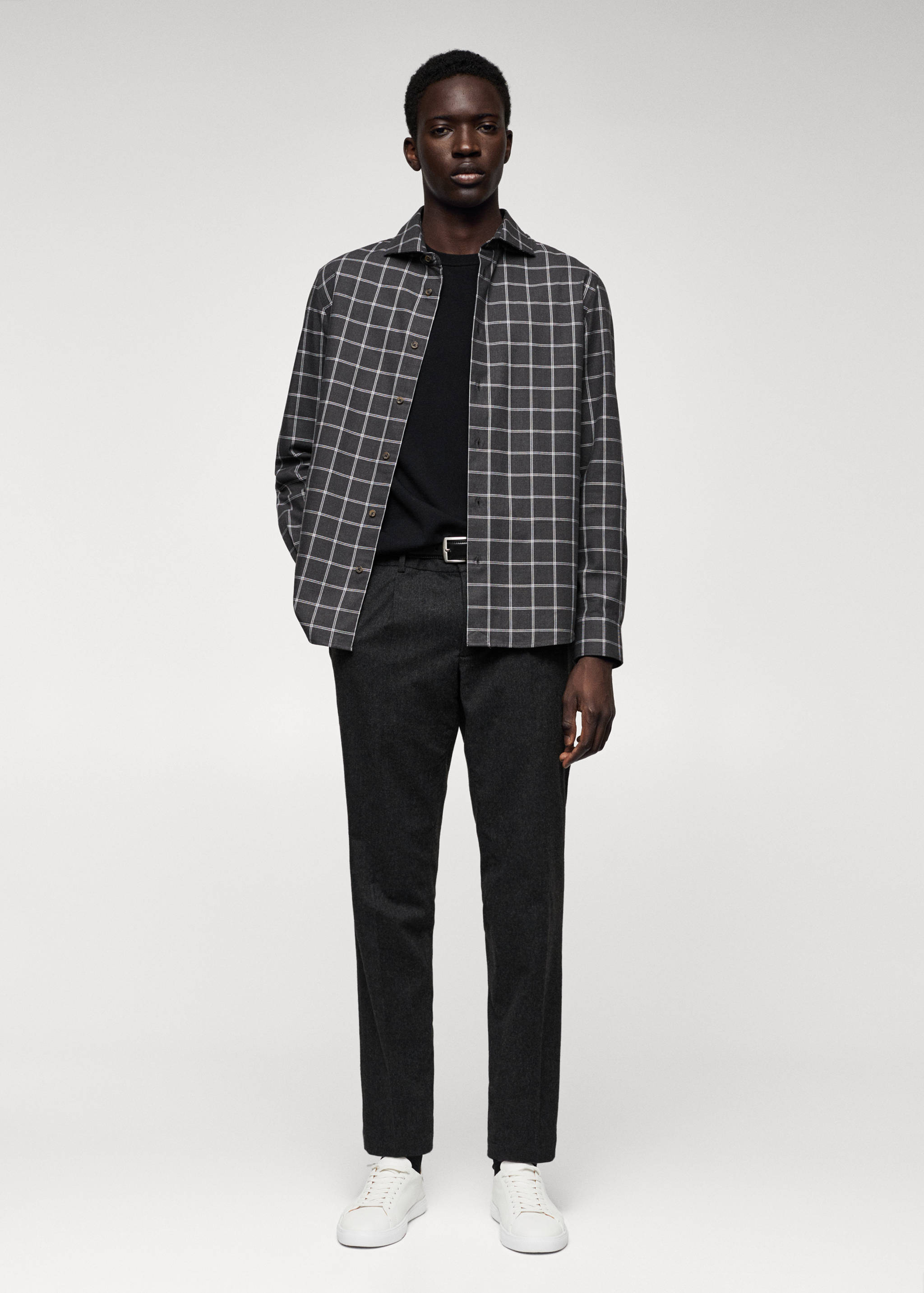 Slim-fit windowpane-check shirt - General plane