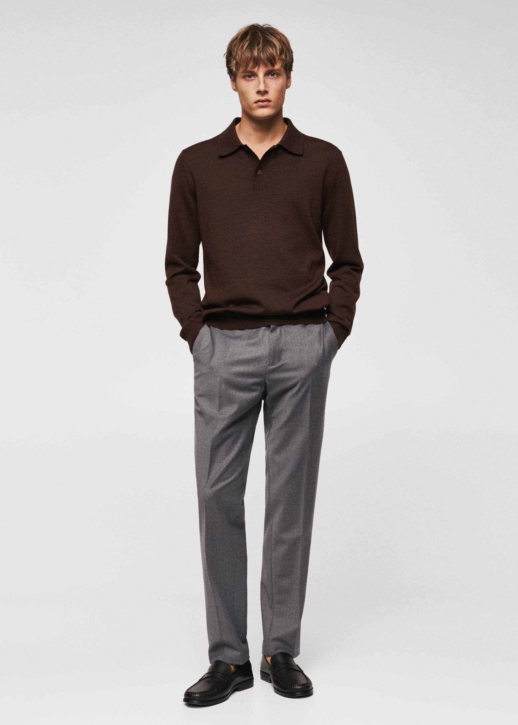 Slim-fit wool trousers - General plane