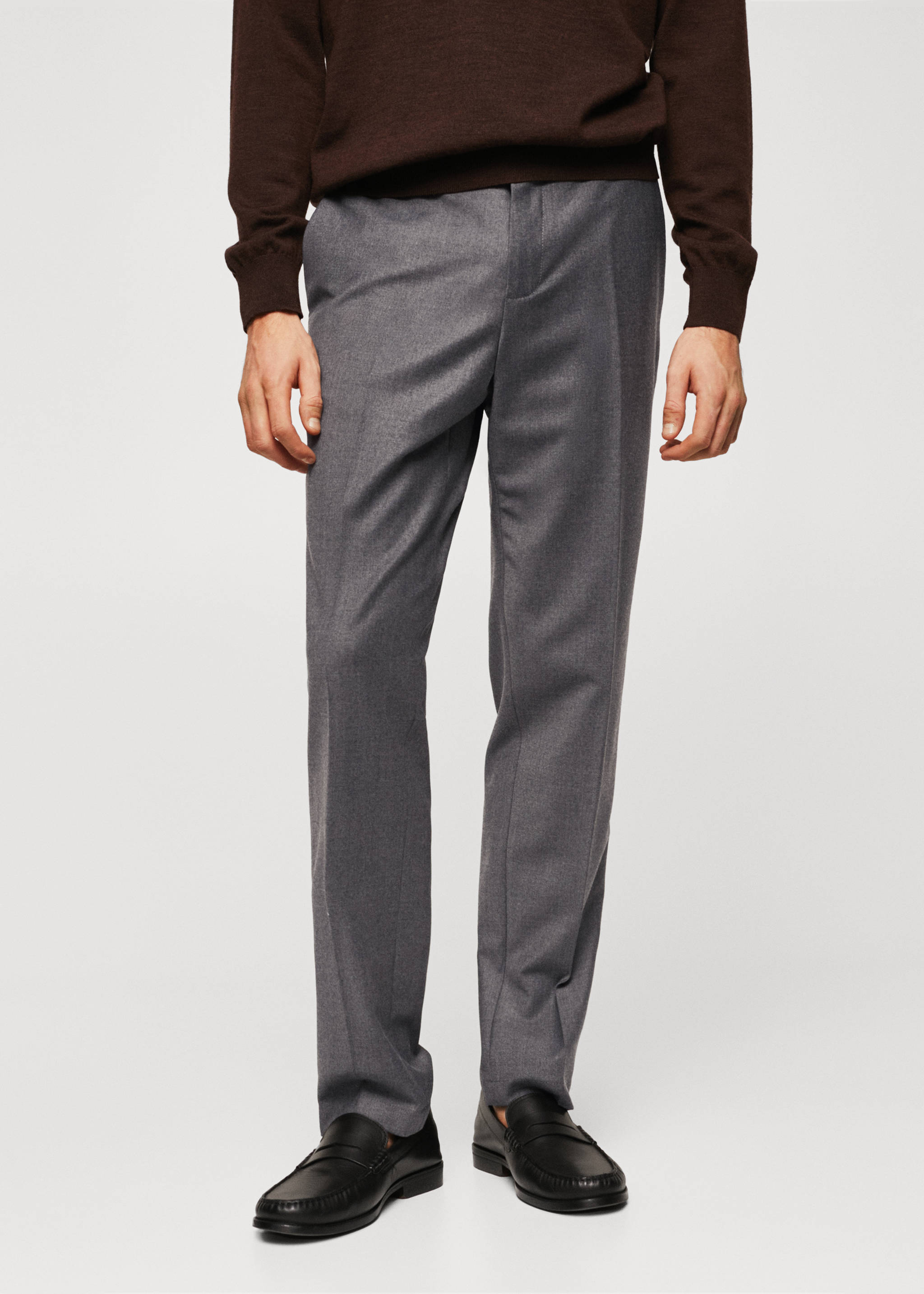 Slim-fit wool trousers - Medium plane