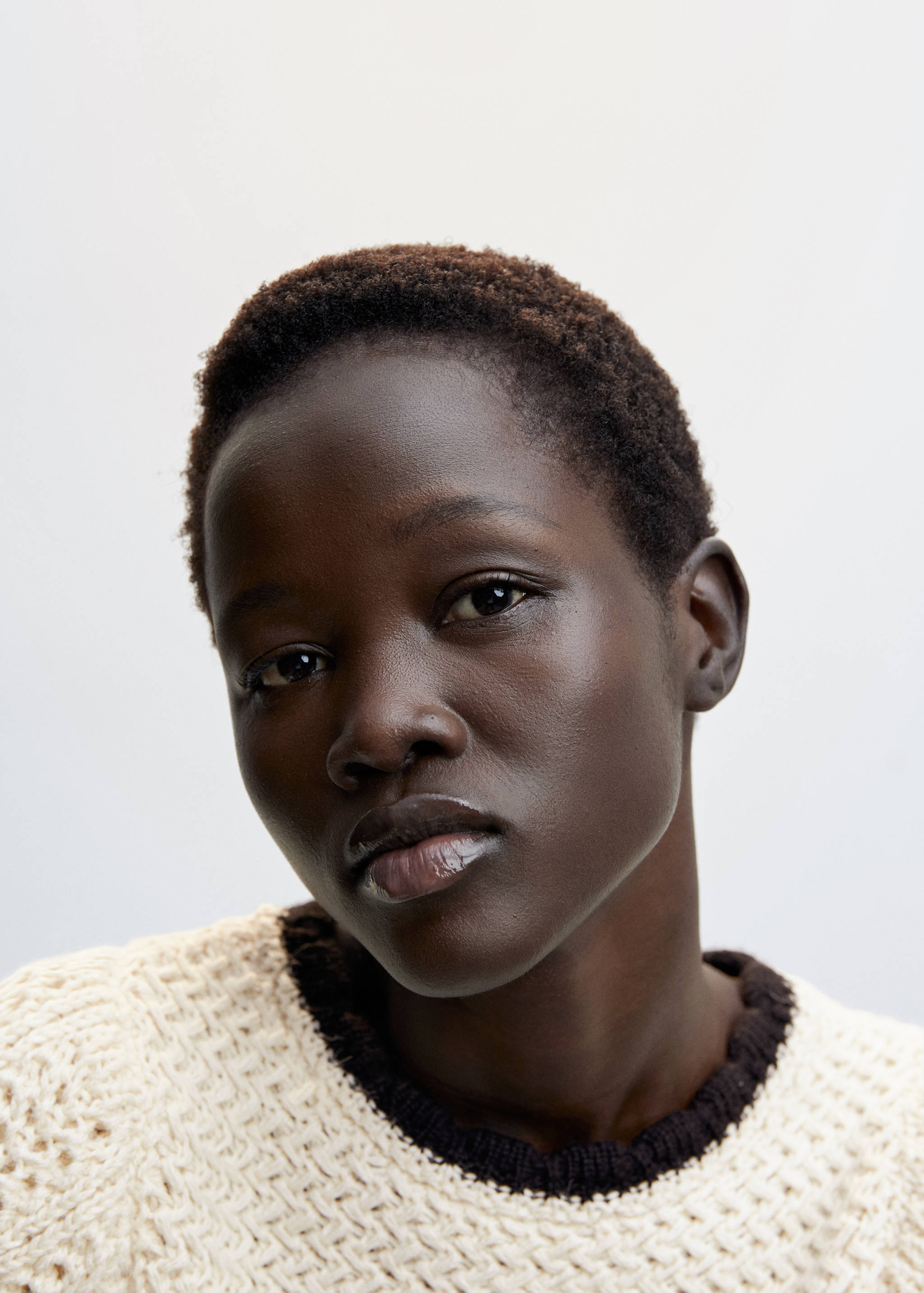 荷叶边网眼细节毛衣 - null