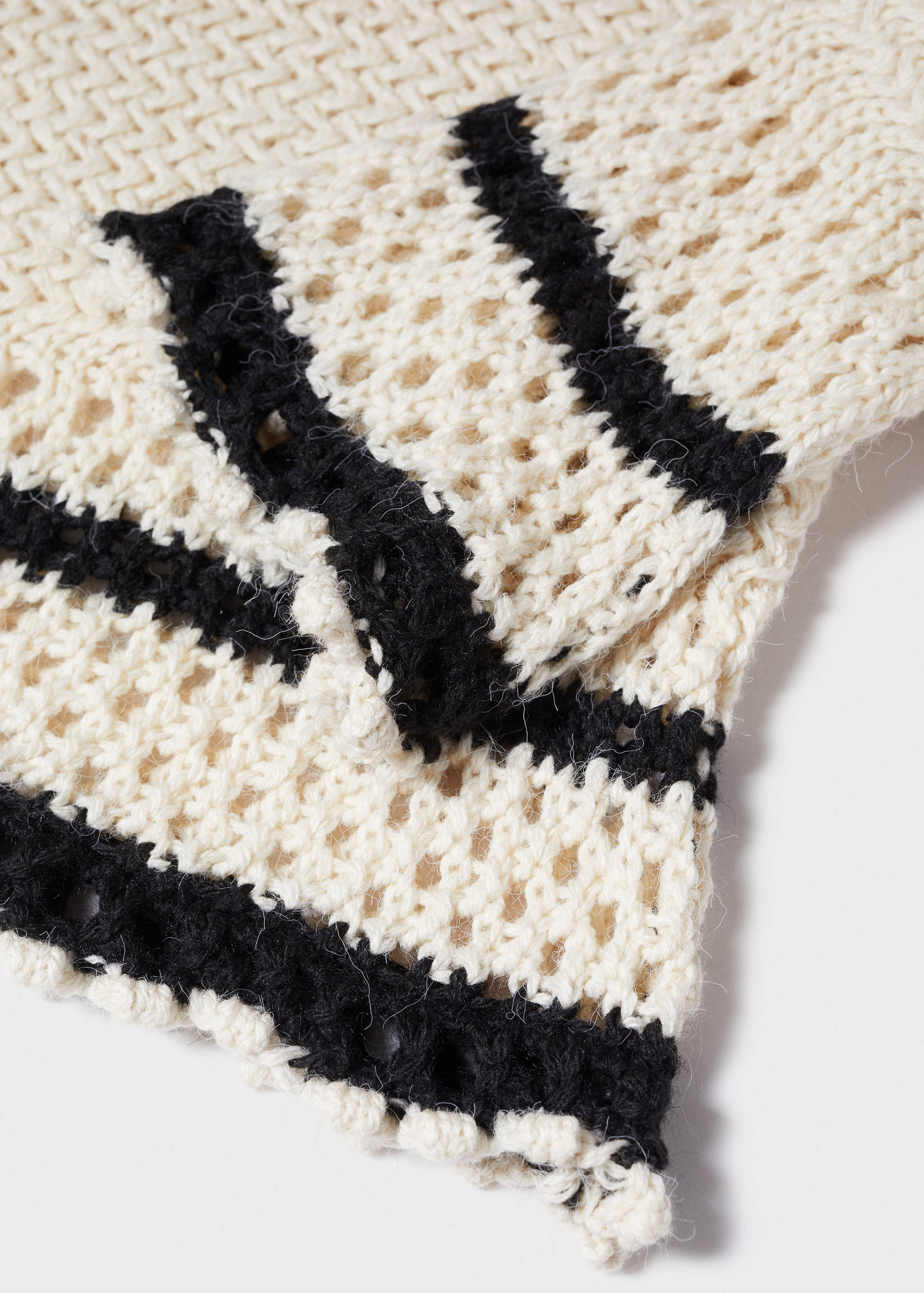 荷叶边网眼细节毛衣 - null