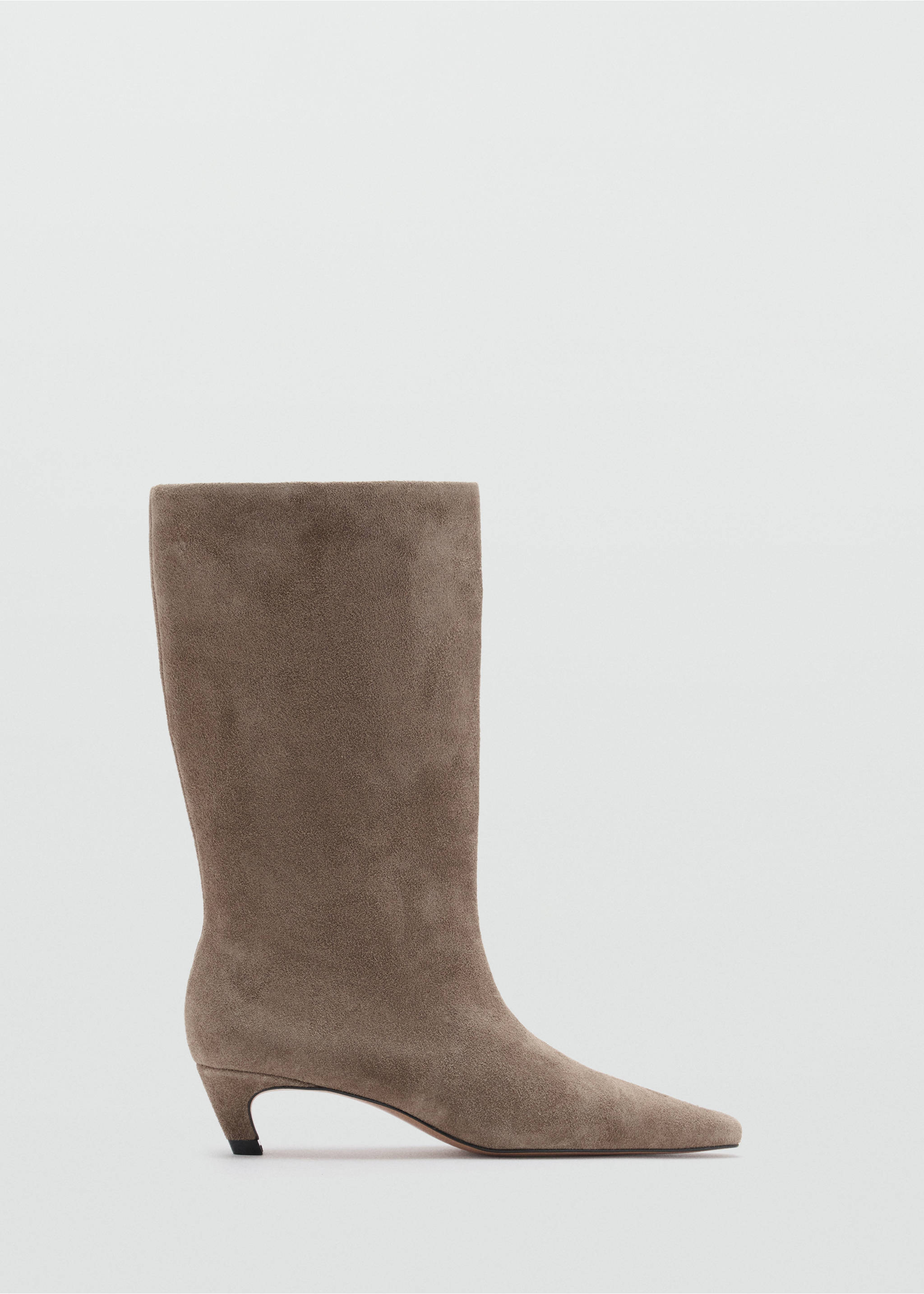 Kitten-Heel-Stiefelette aus Veloursleder - Artikel ohne Model, Hellbraun/Pastellbraun. Ref: 47001343-00.