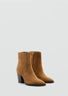 Suede block-heel boots — Tobacco Brown 2