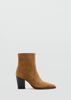 Suede block-heel boots — Tobacco Brown 1