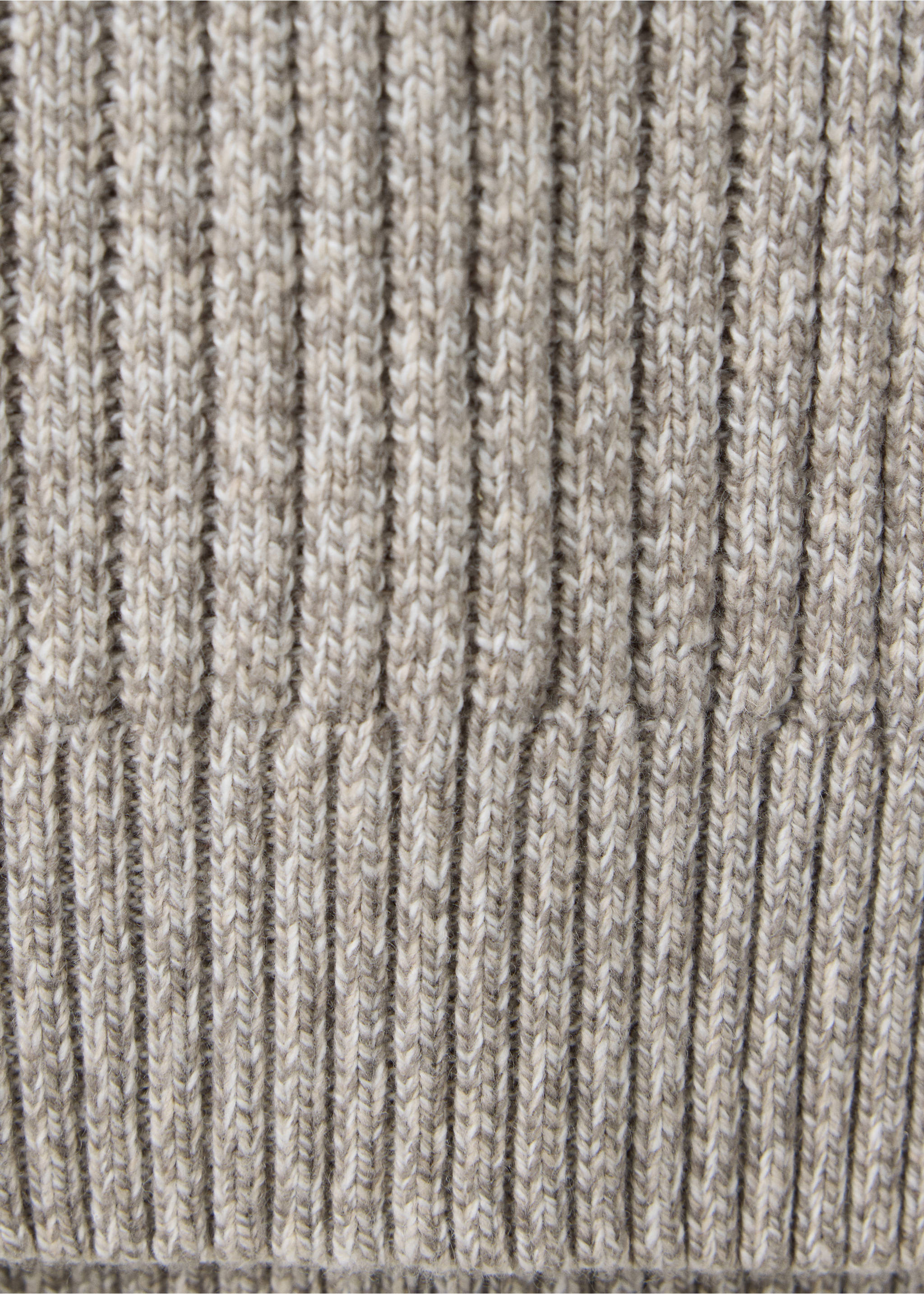 Close-up of a light brown melange jersey showing the ribbed knit texture., Beige. Ref: 47001393-00.