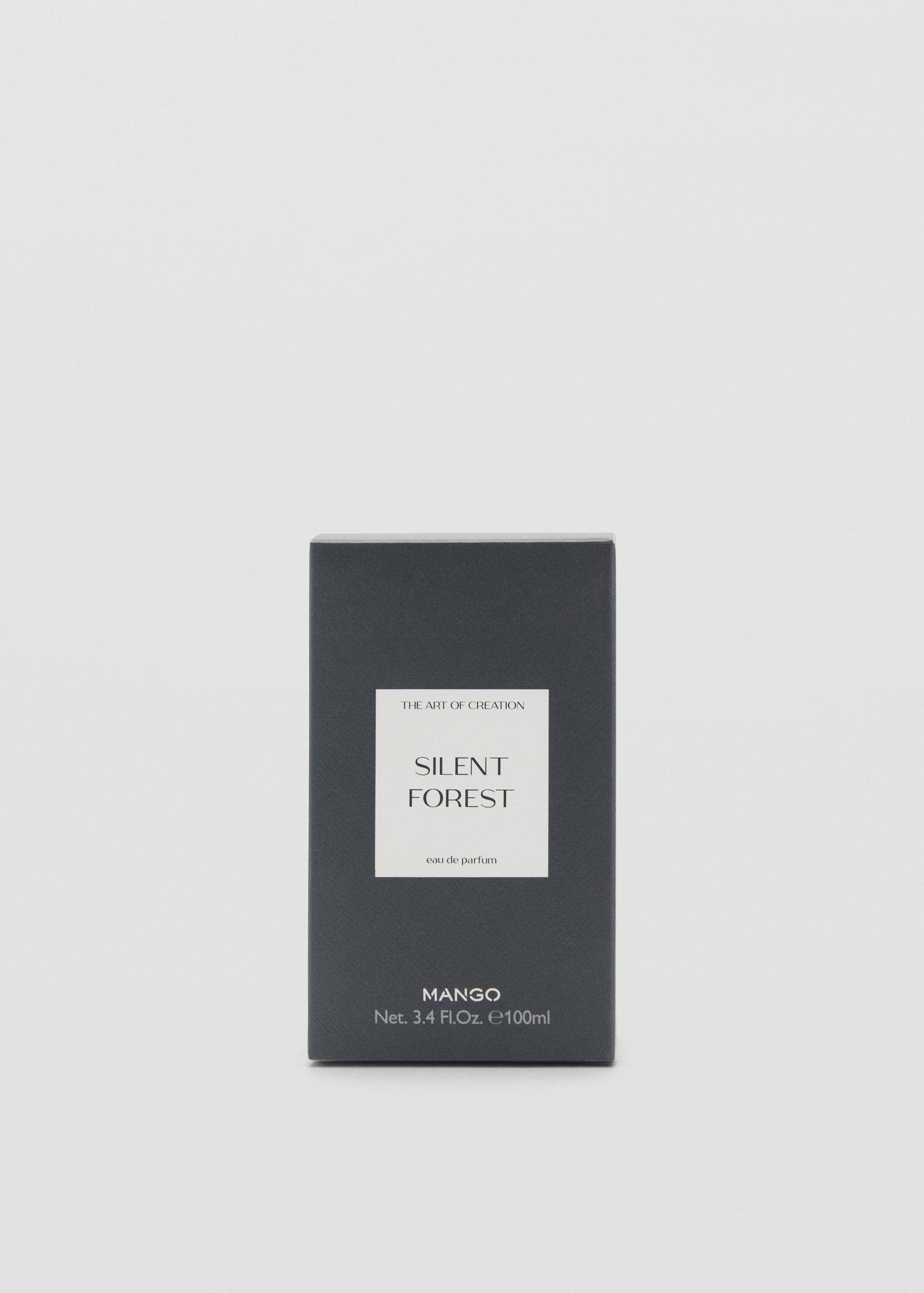 Dark grey Silent Forest eau de parfum box by Mango.