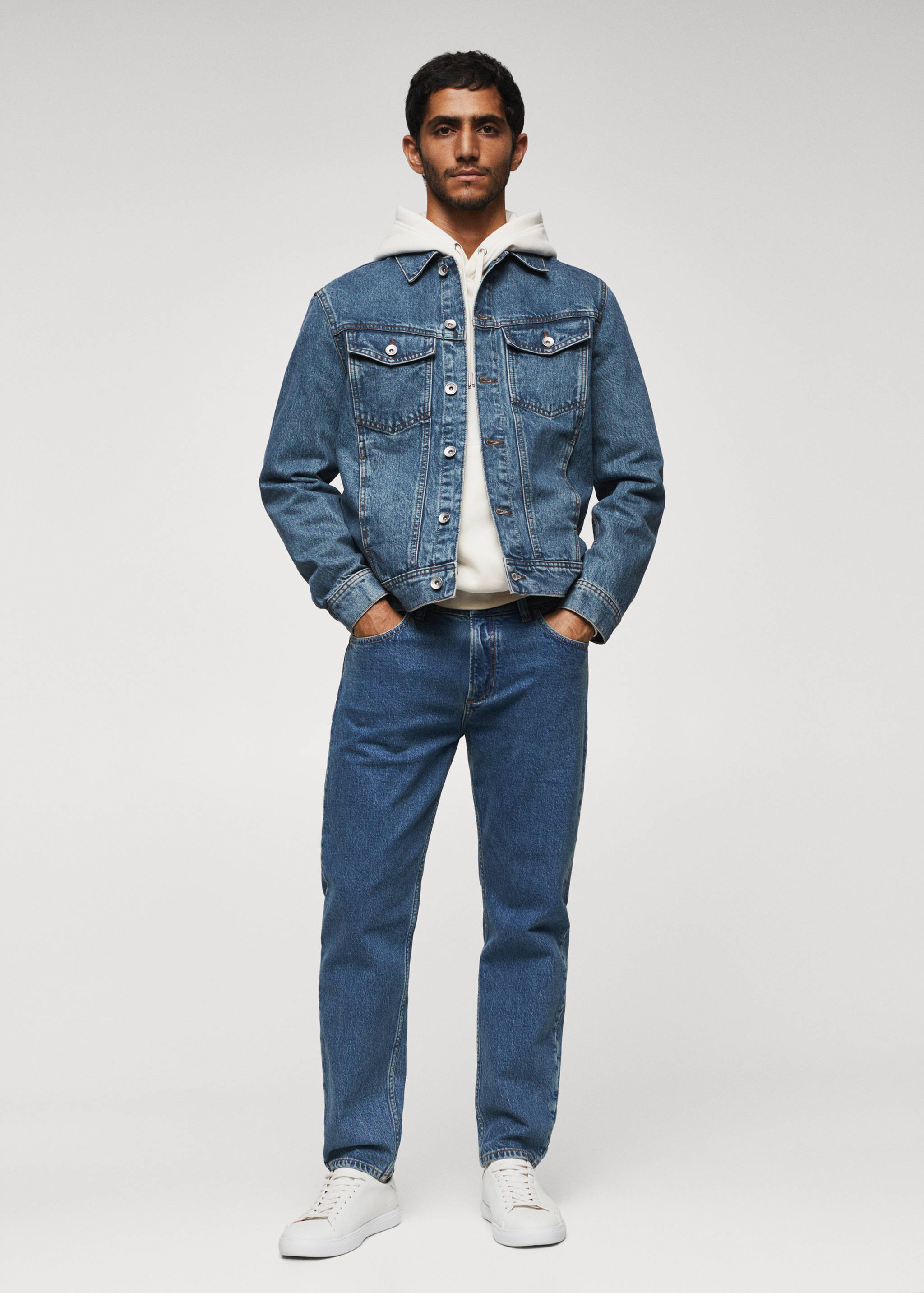 Blouson en jean délavé vintage - Plan général