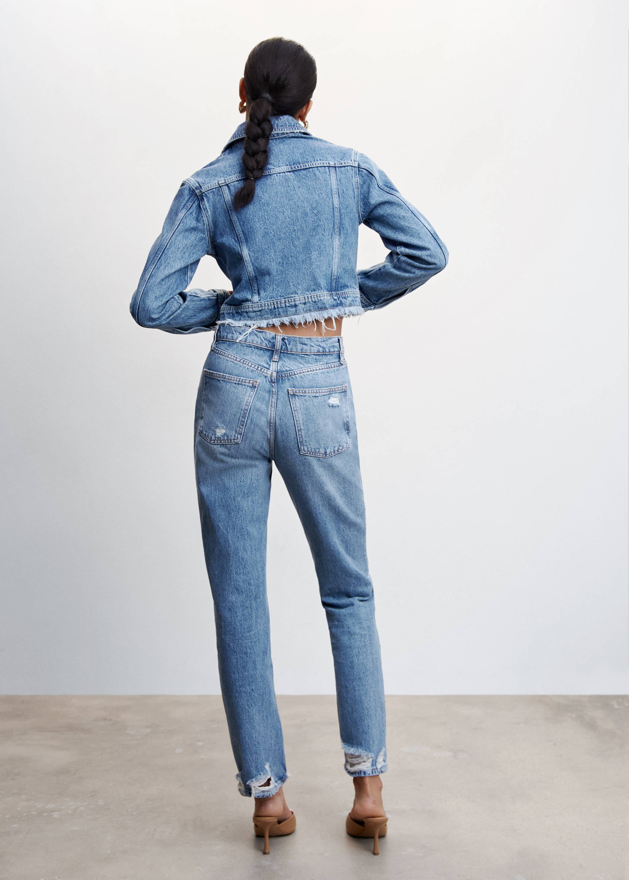 Jean droit taille haute déchiré - Verso de l’article