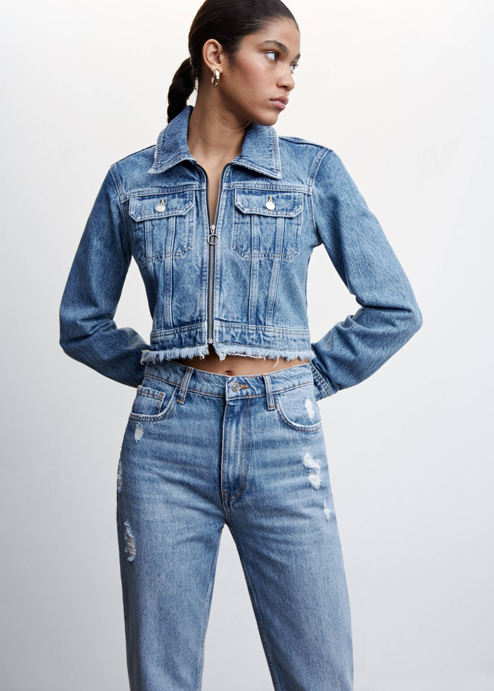 Jean droit taille haute déchiré - Détail de l'article 1