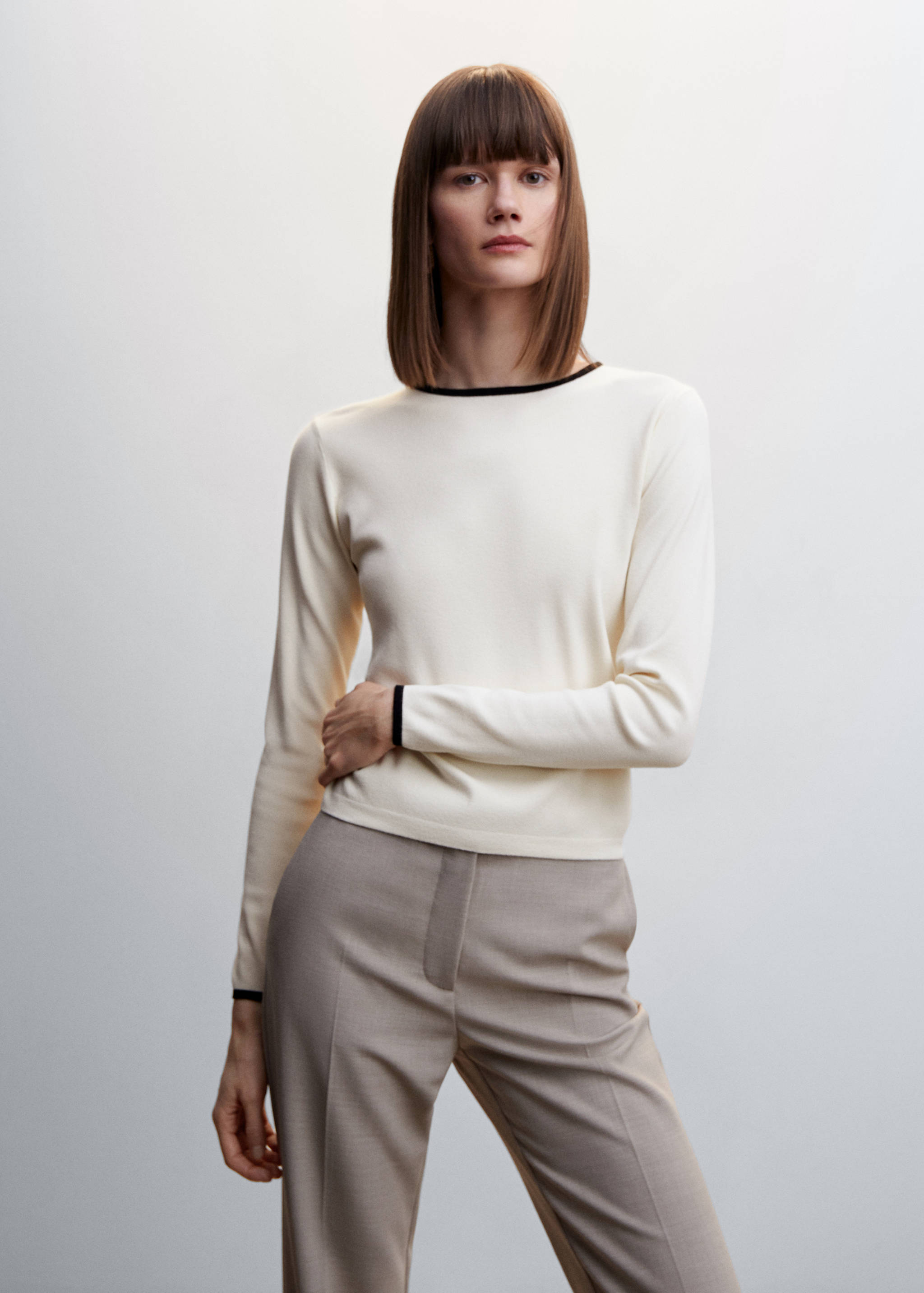Contrast trim sweater - Medium plane