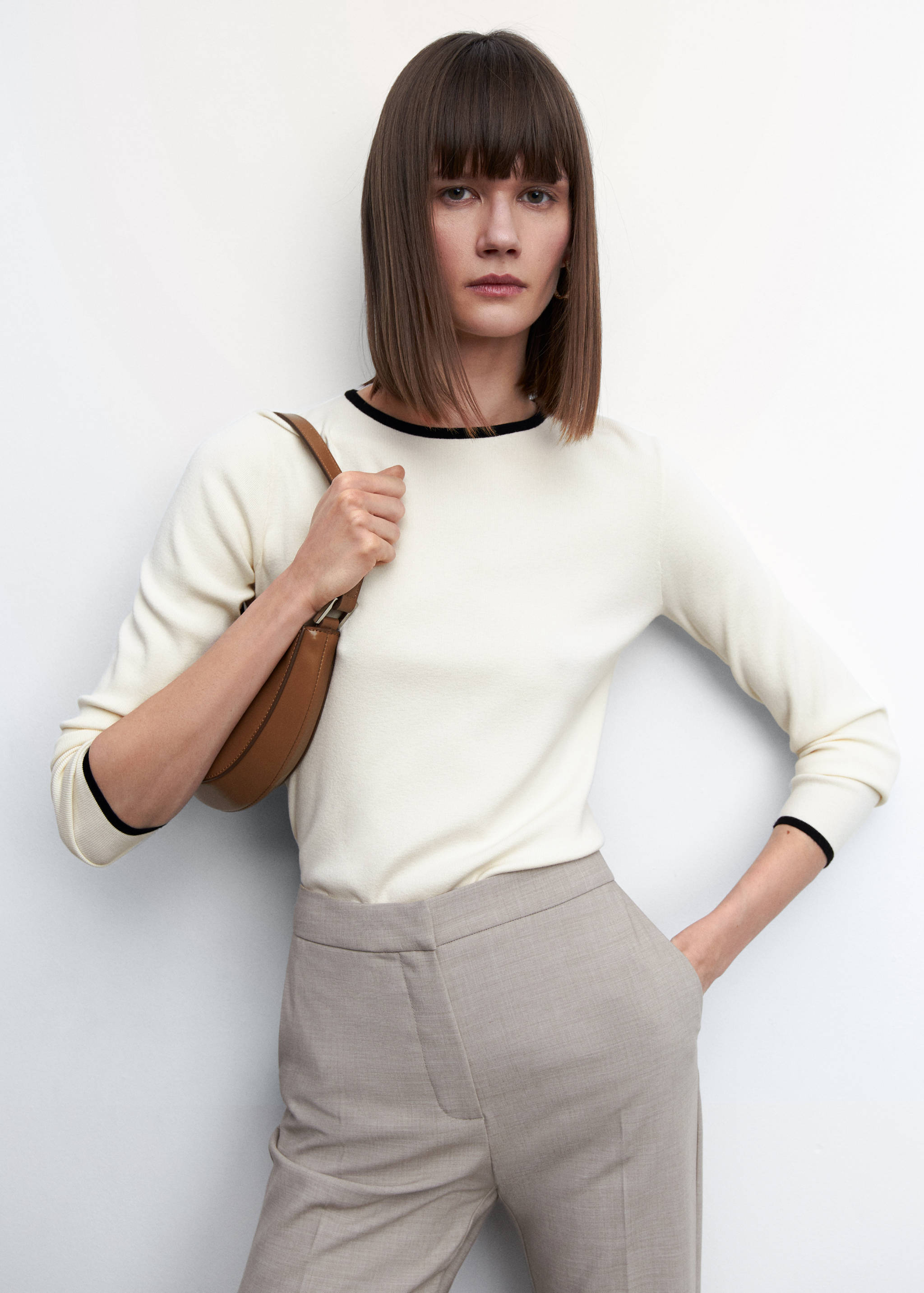 Contrast trim sweater - Details of the article 2