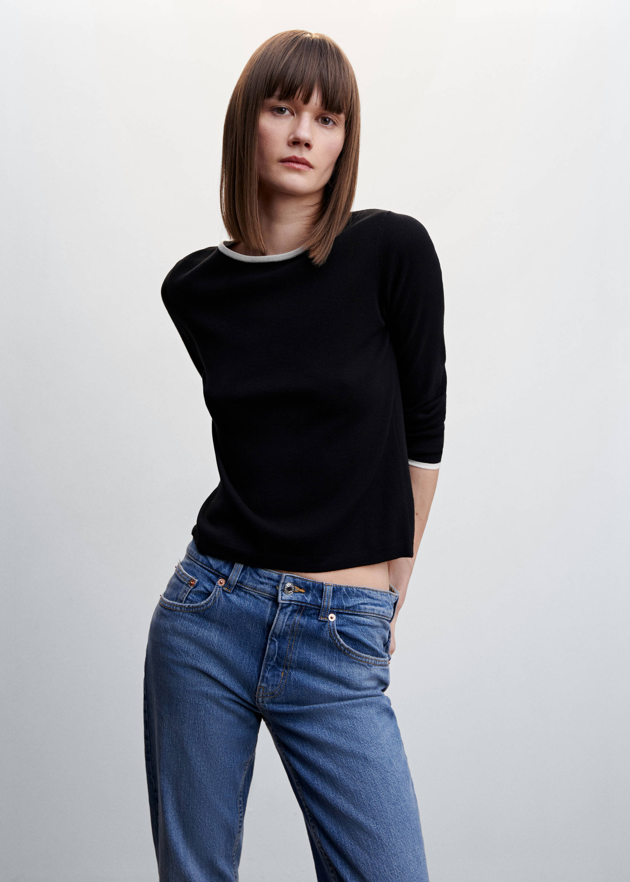 Contrast trim sweater - Medium plane