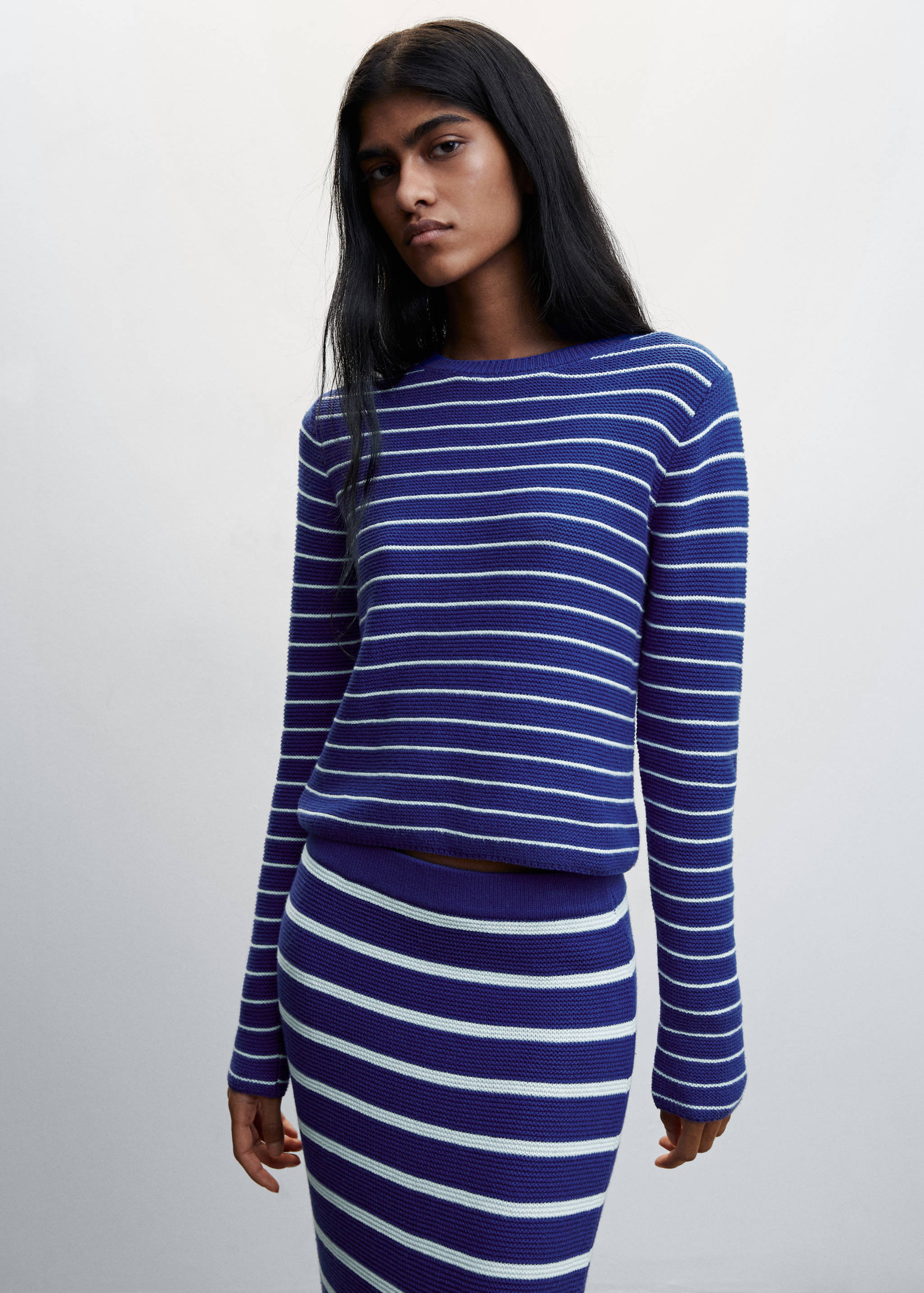 Pull-over rayé col rond - Plan moyen