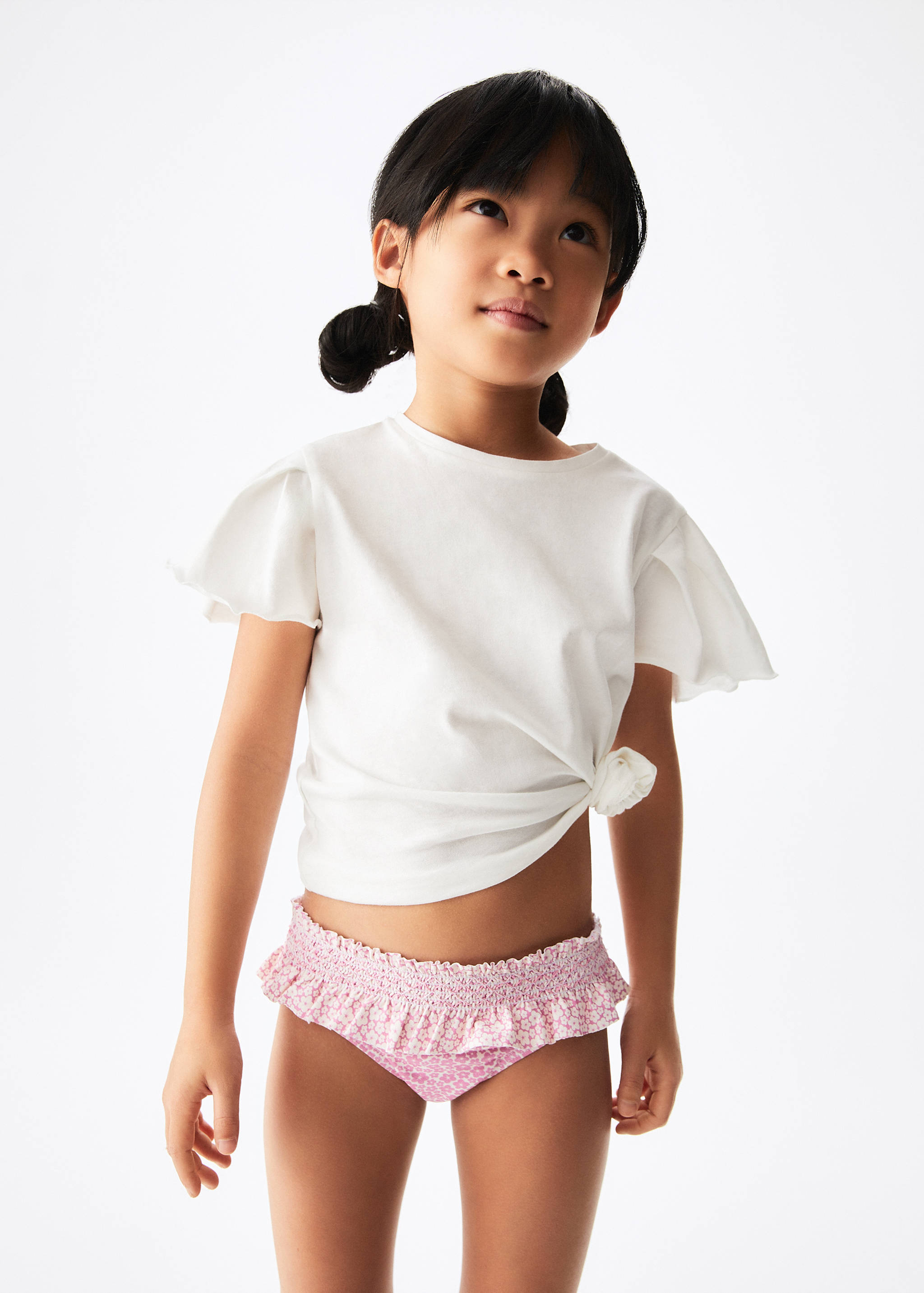 荷叶边花朵比基尼泳裤 - null