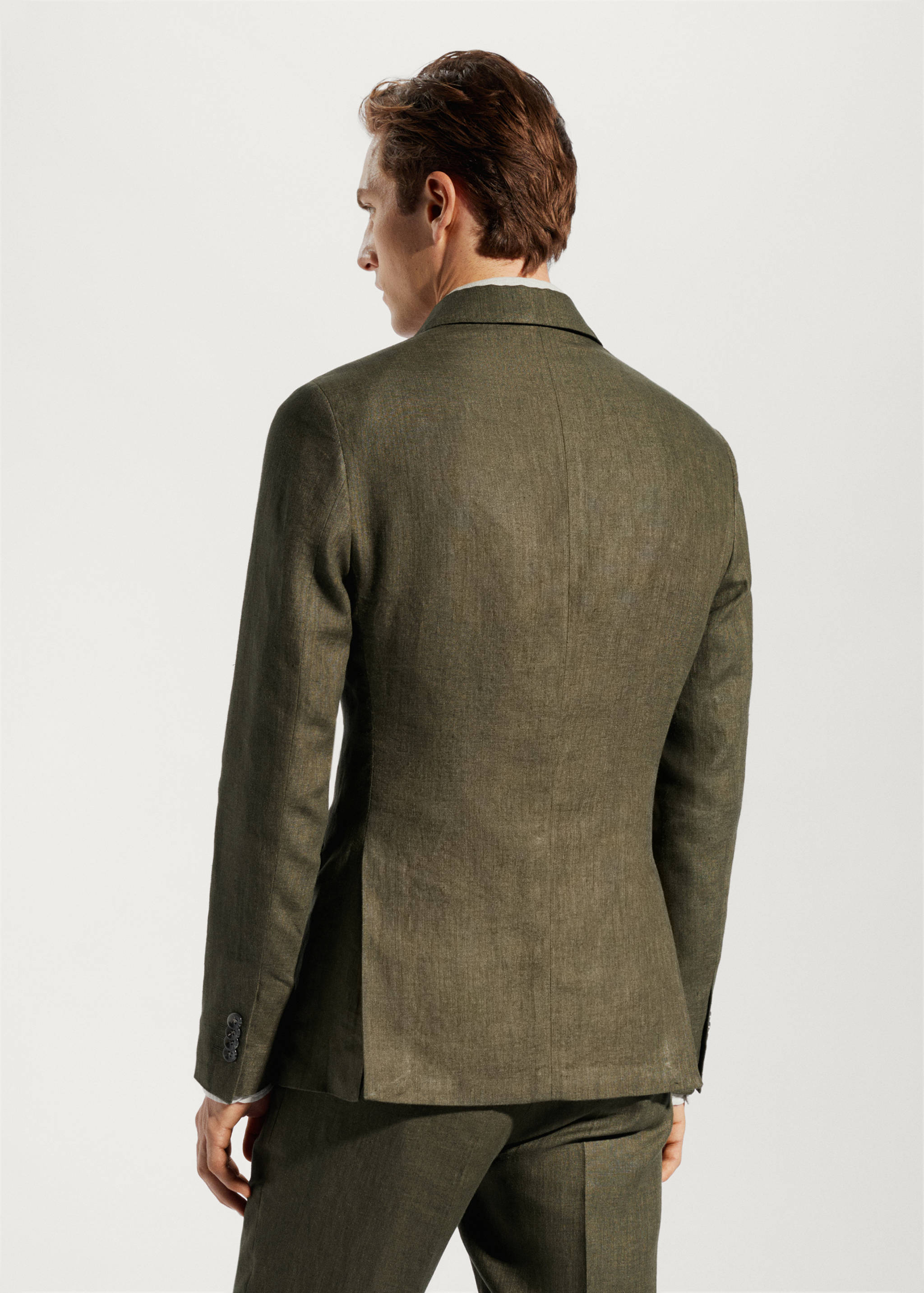 100% linen slim-fit suit jacket - Reverse of the article
