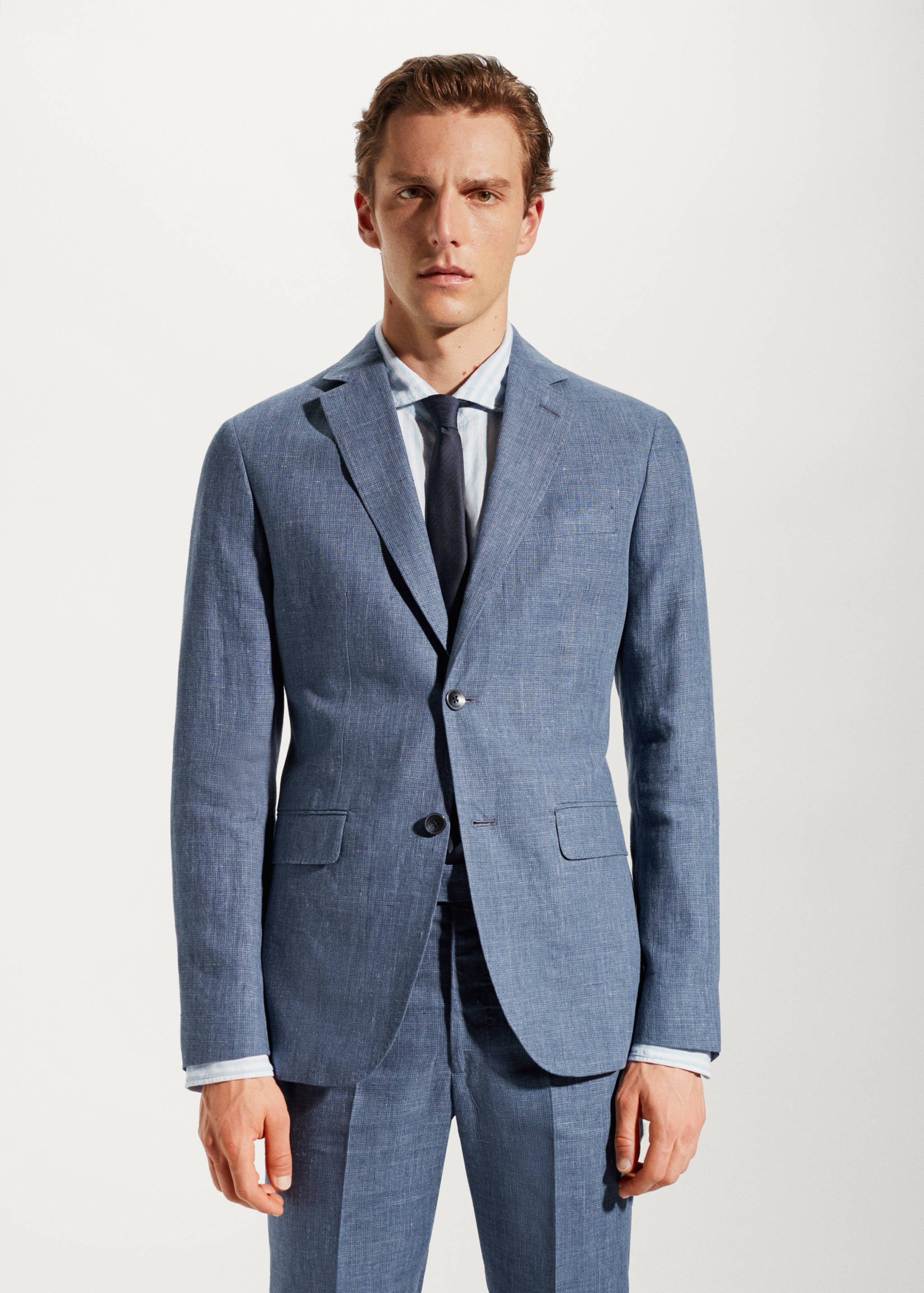 100% linen slim-fit suit jacket - Medium plane