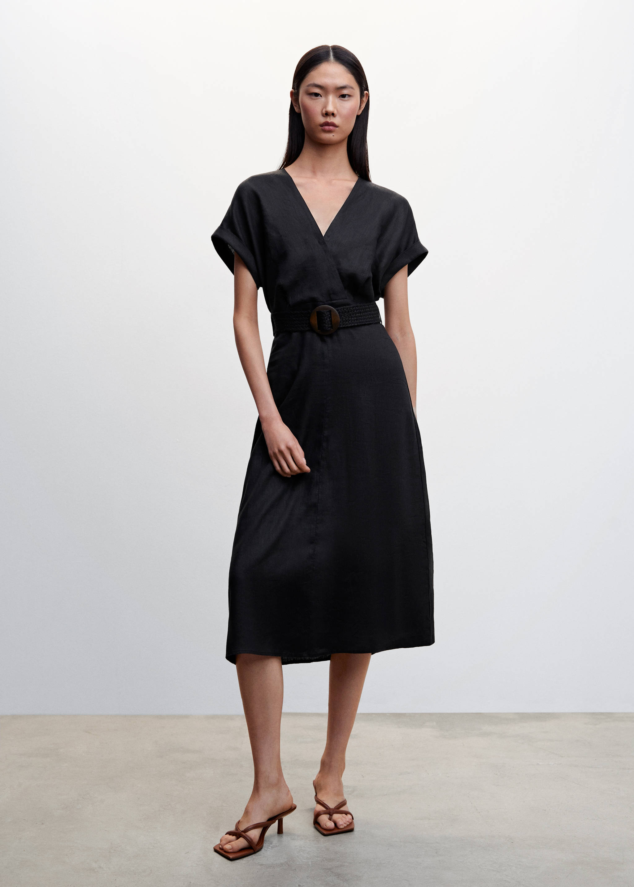 Belt linen dress - General plane