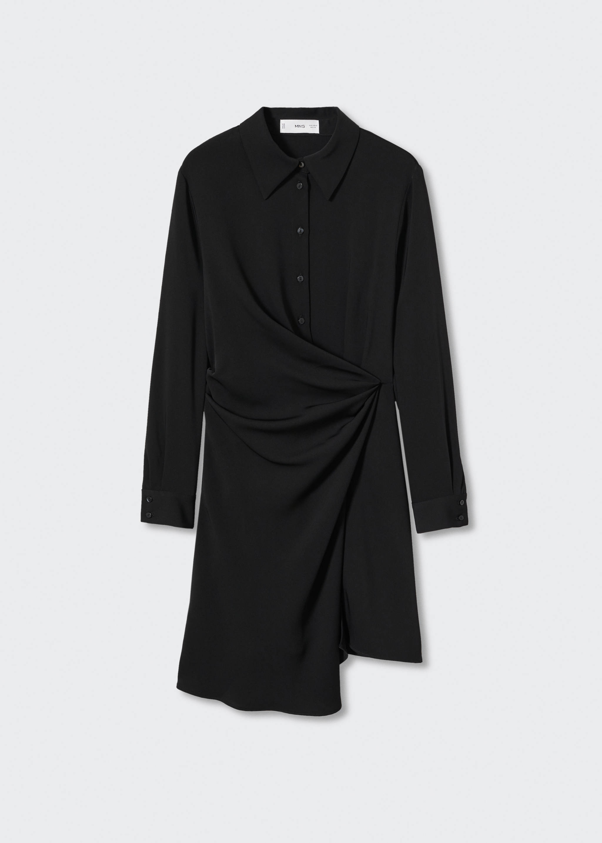 Robe noire froncée col chemise - Article sans modèle