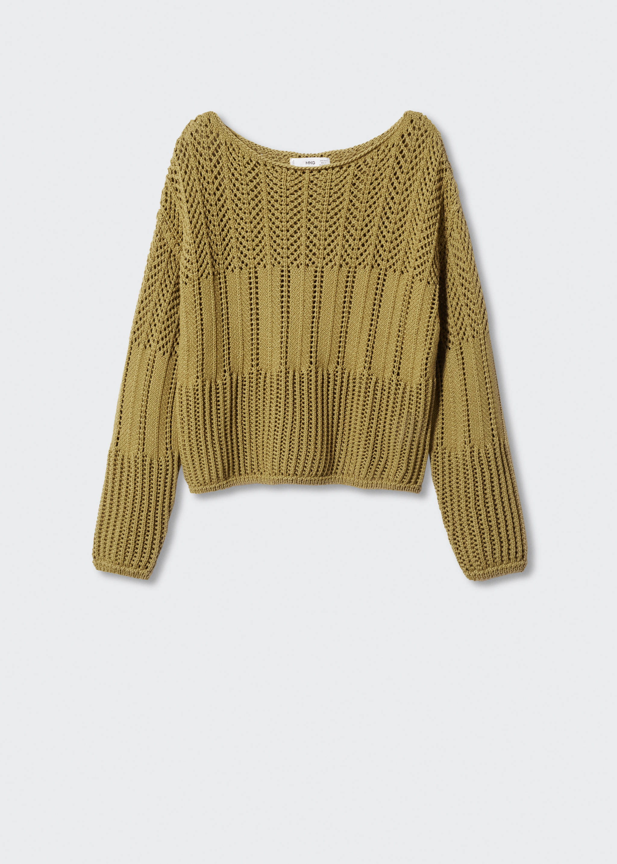 Pullover mit Bateau-Ausschnitt und Lochmuster - Artikel ohne Model