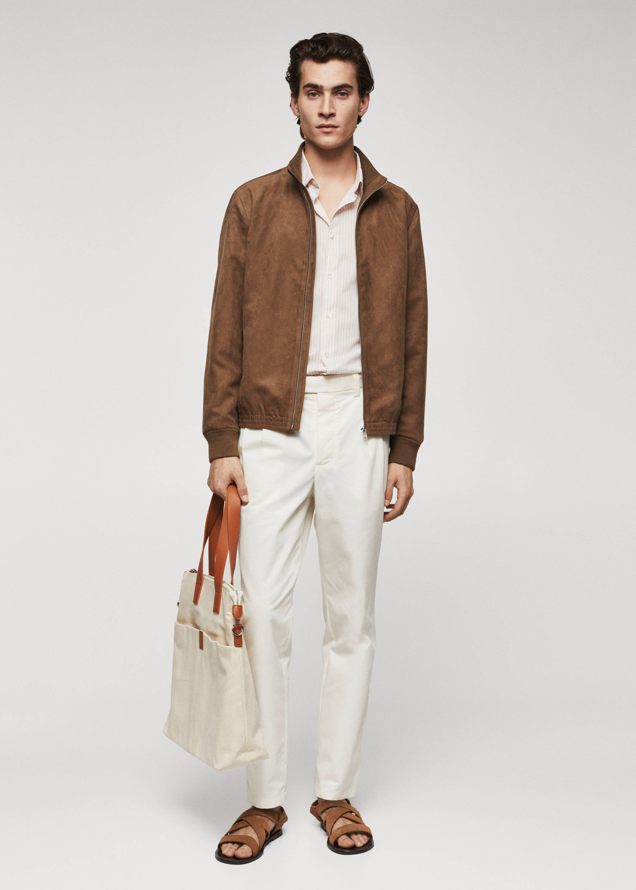 Suede-effect bomber jacket - General plane