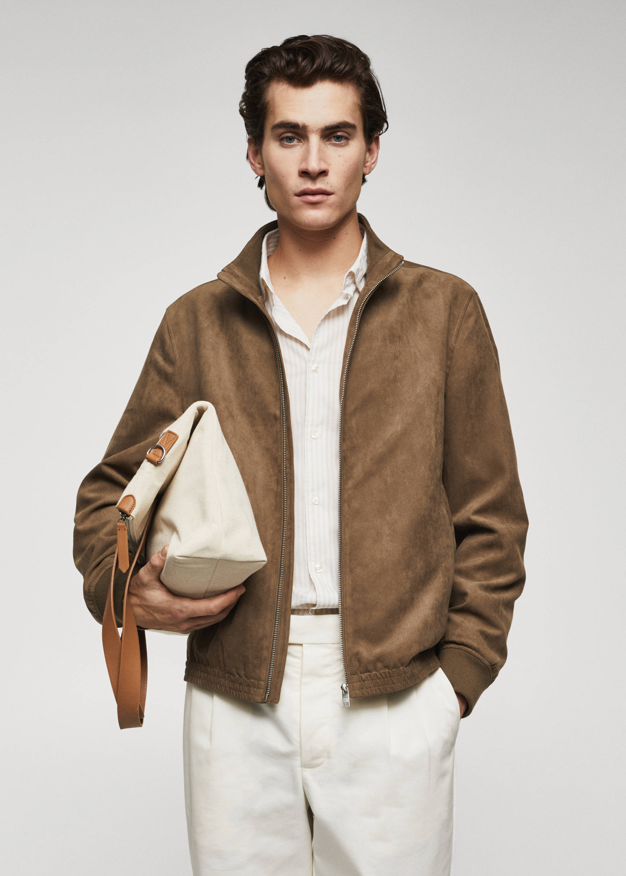 Suede-effect bomber jacket - Medium plane