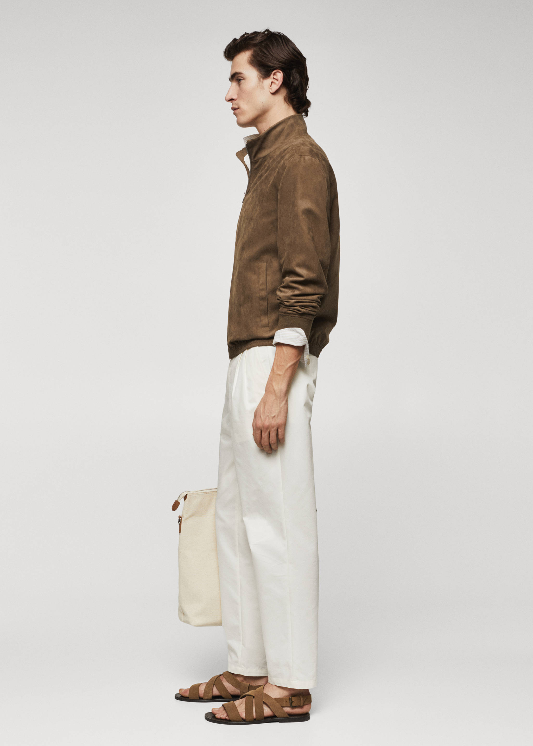 Suede-effect bomber jacket - Details of the article 4