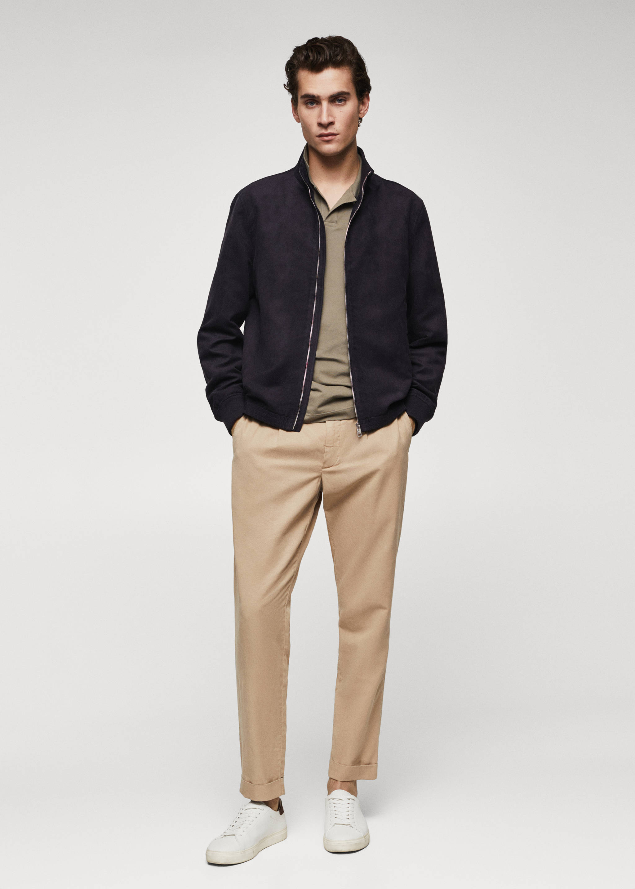 Suede-effect bomber jacket - General plane