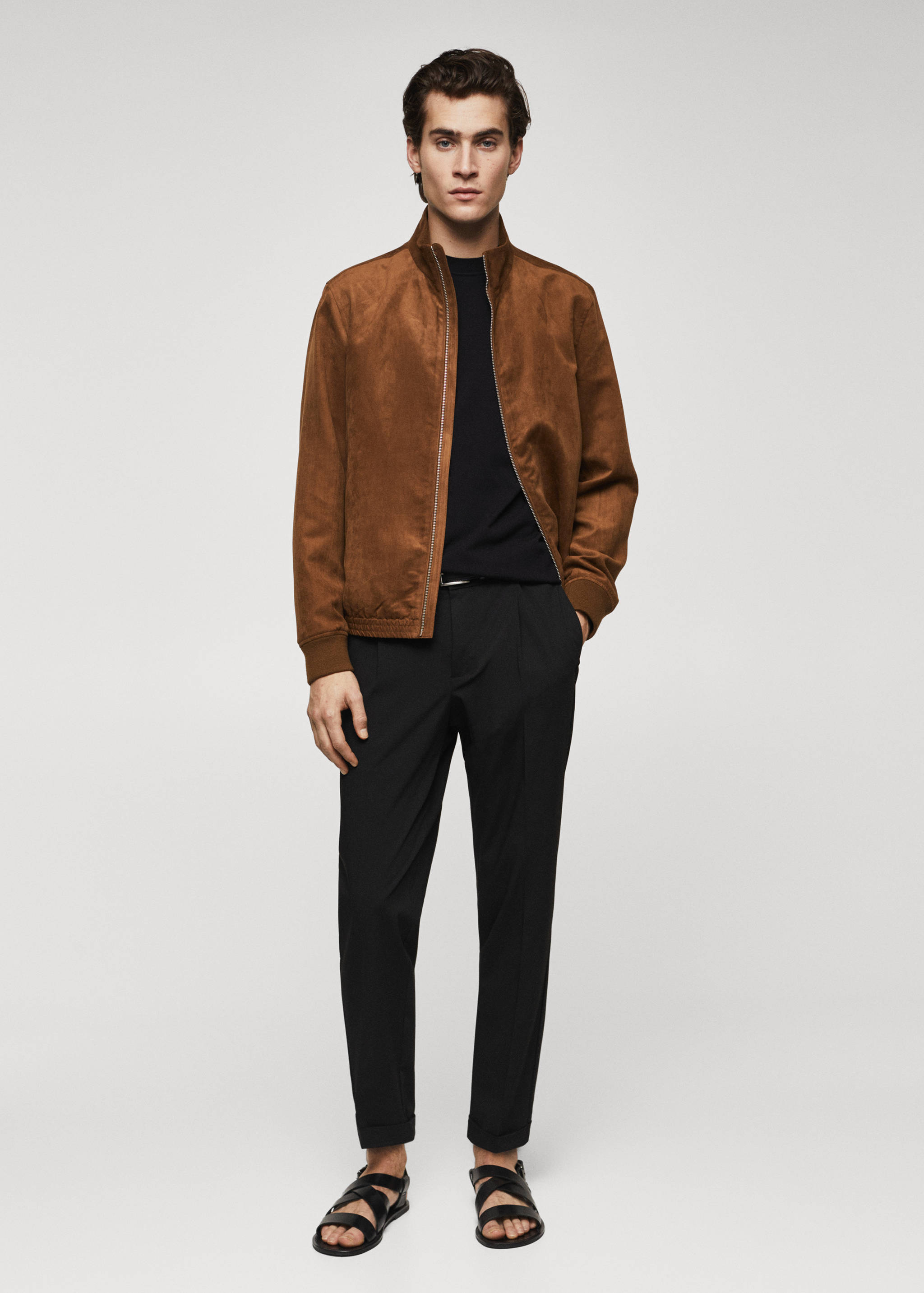 Suede-effect bomber jacket - General plane