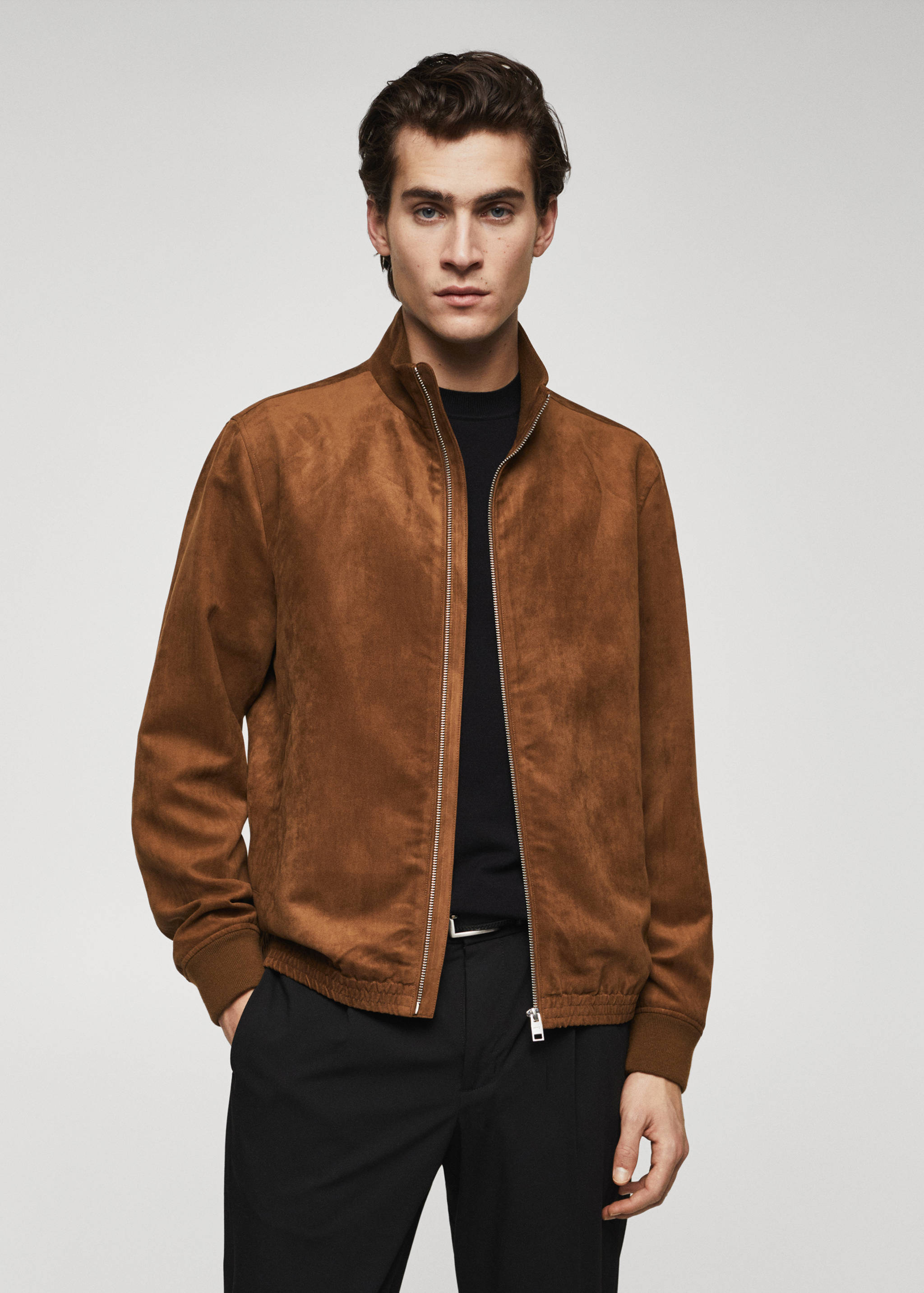 Suede-effect bomber jacket - Medium plane