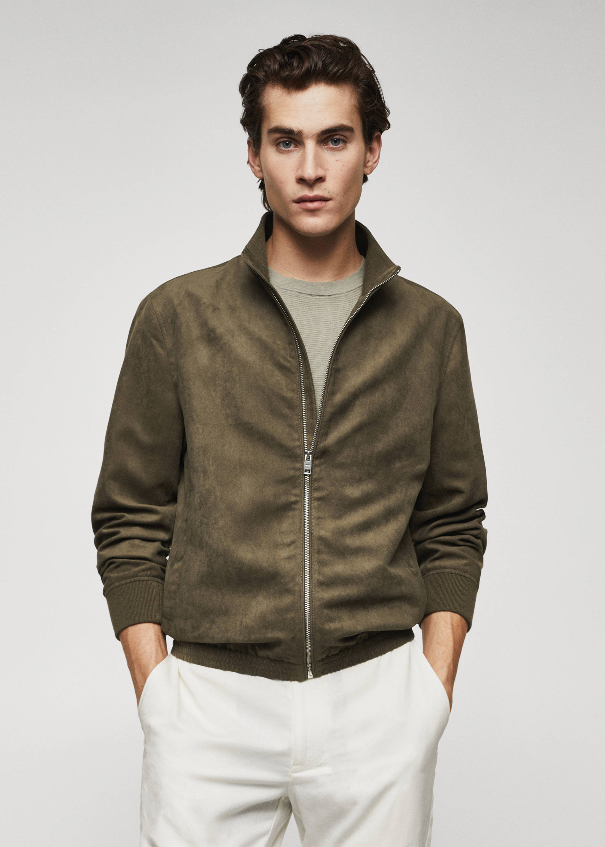 Suede-effect bomber jacket - Medium plane