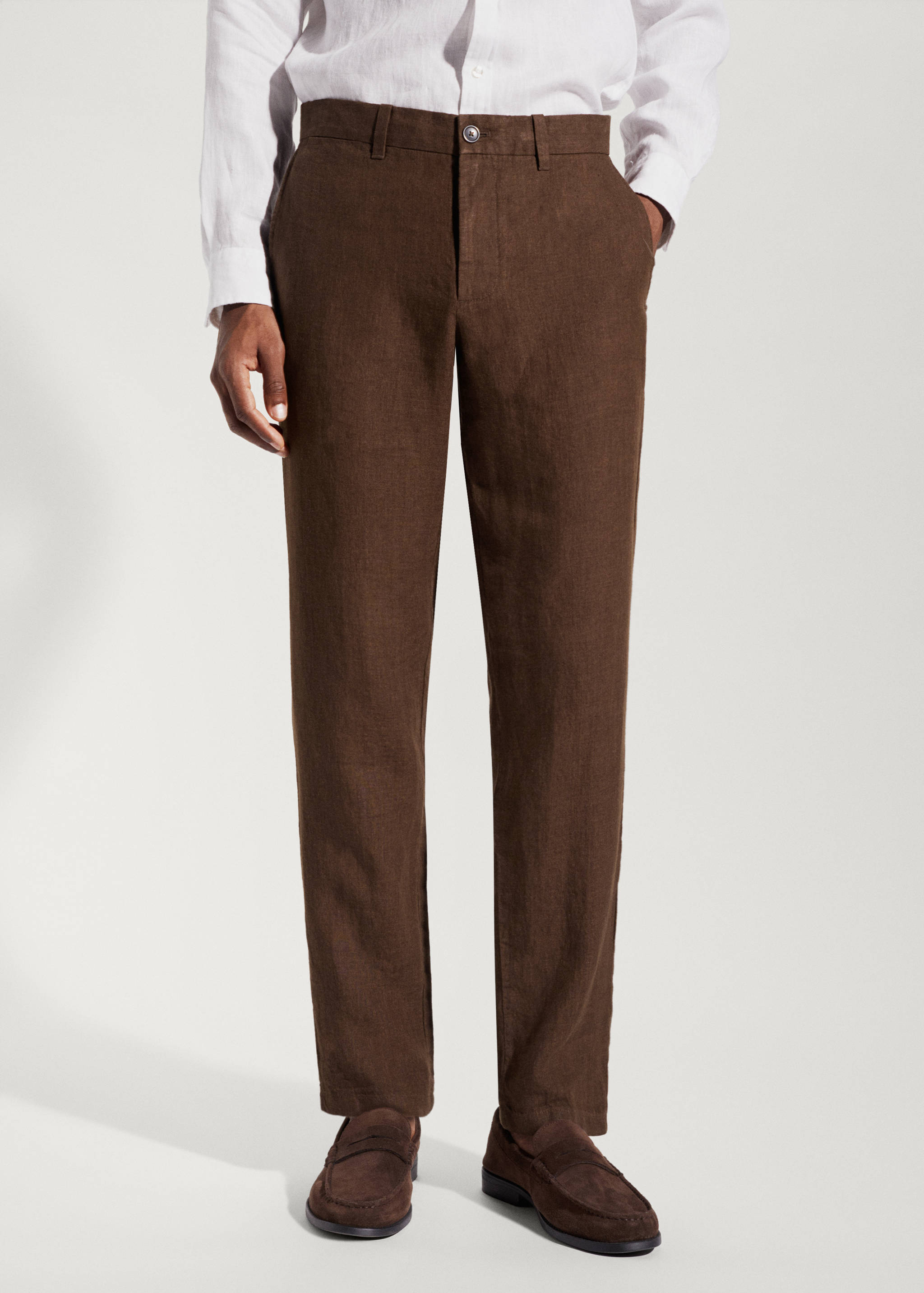 Pantalon 100 % lin slim fit - Plan moyen